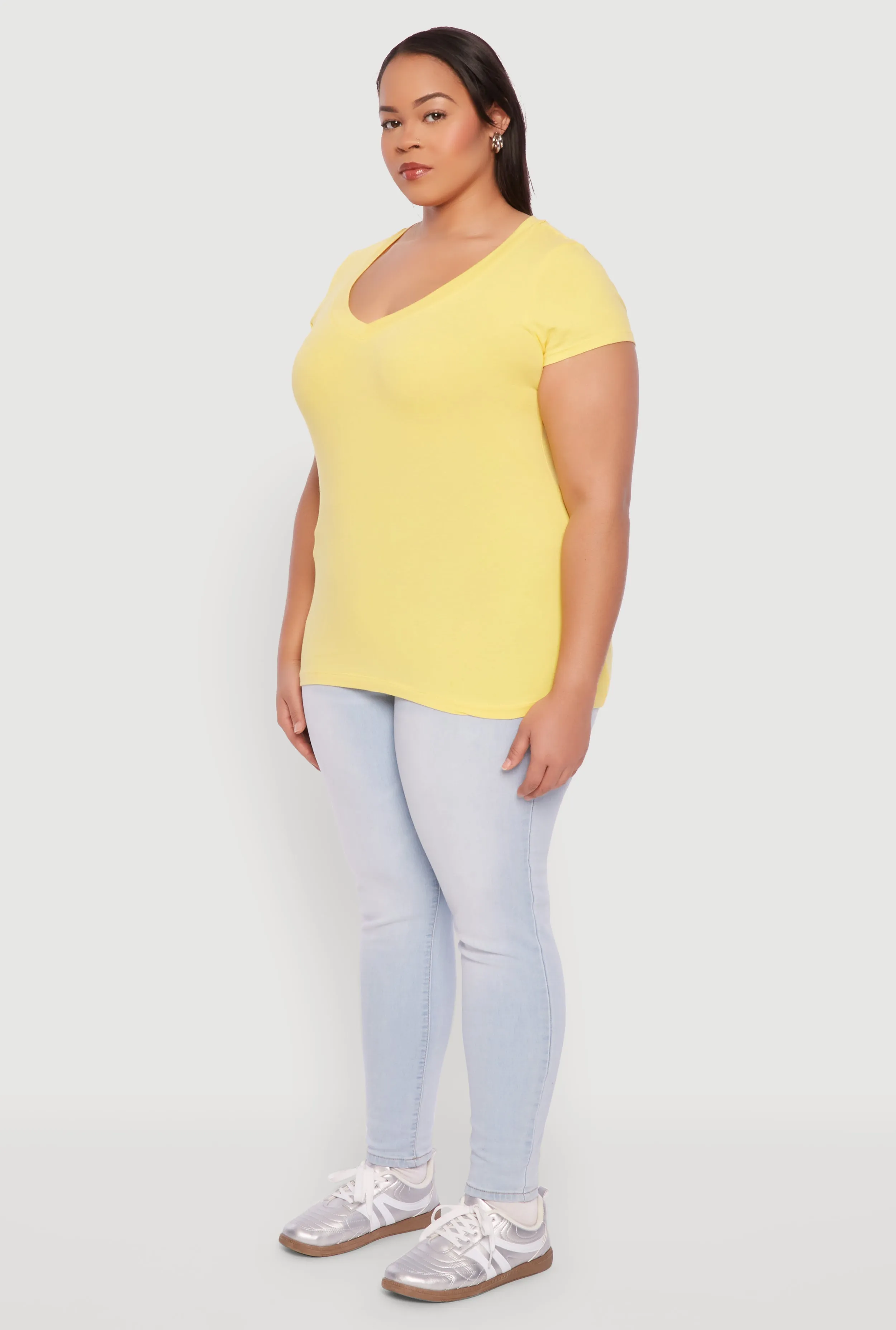 Plus Size Basic V Neck T Shirt sold by Rainbow product image thumbnail 5