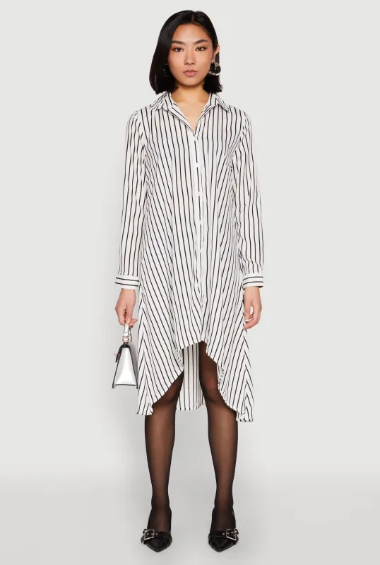 Striped High Low Shirt Dress sold by Rainbow