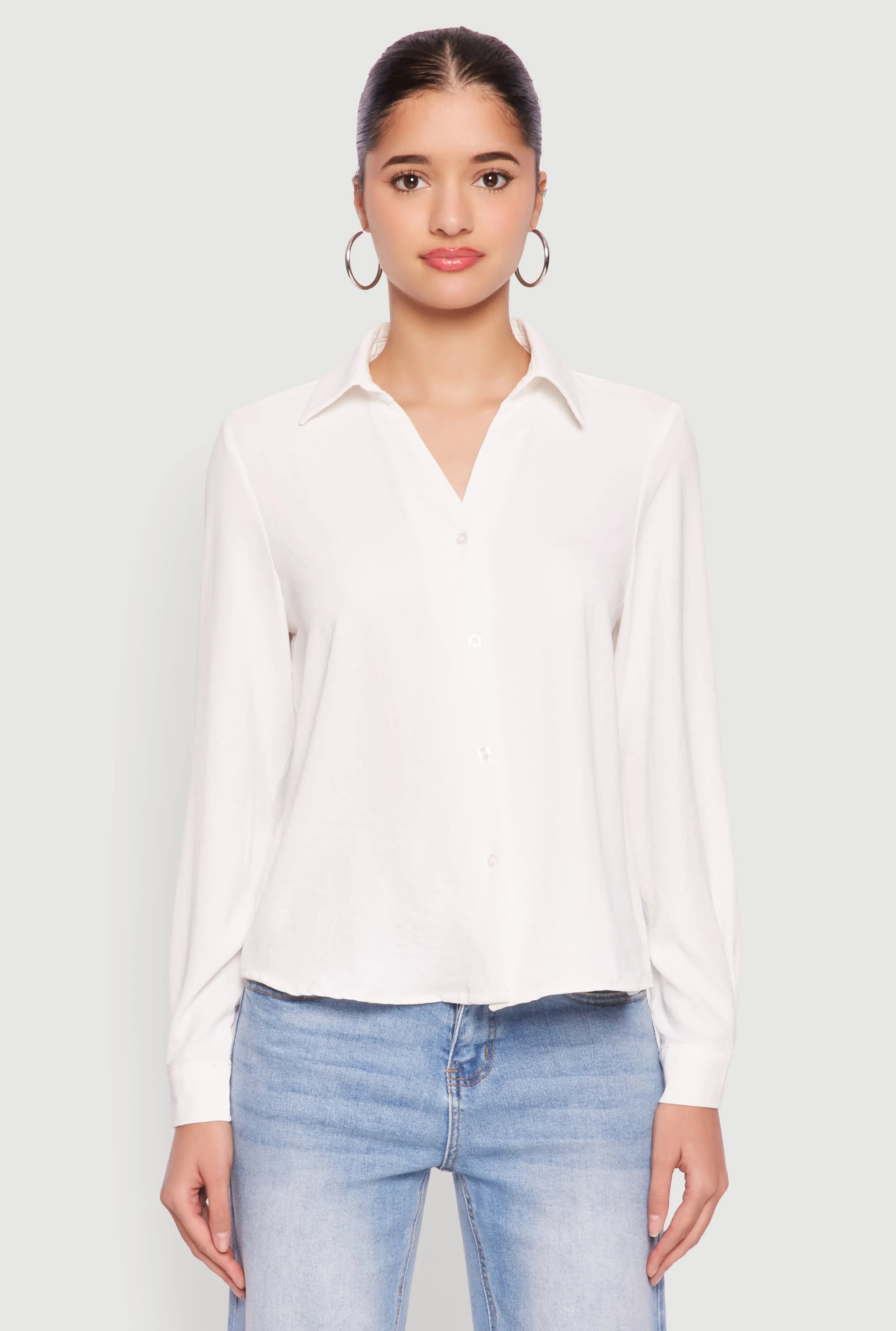 Crepe Knit Button Front Shirt sold by Rainbow product image thumbnail 2