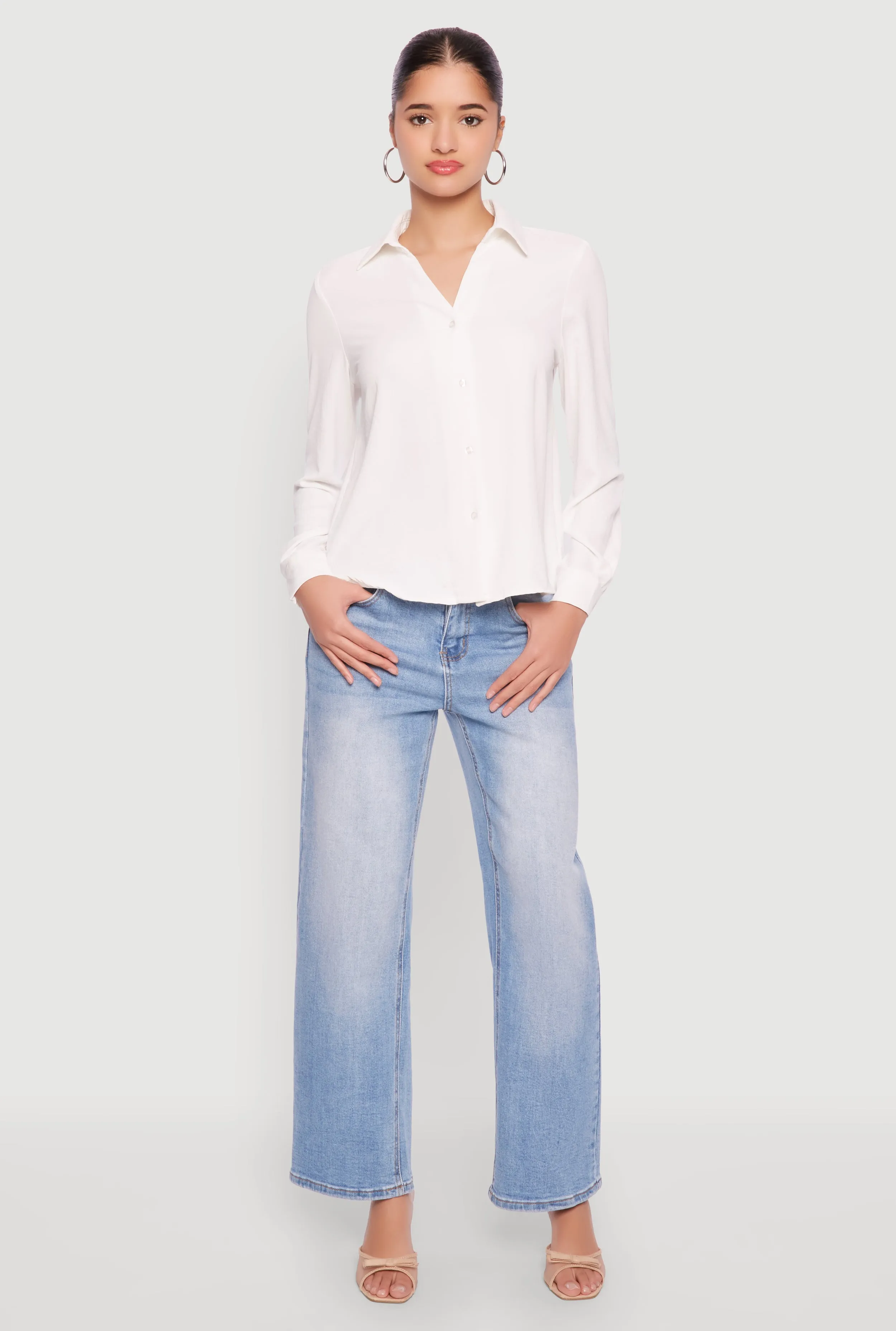 Crepe Knit Button Front Shirt sold by Rainbow product image thumbnail 3