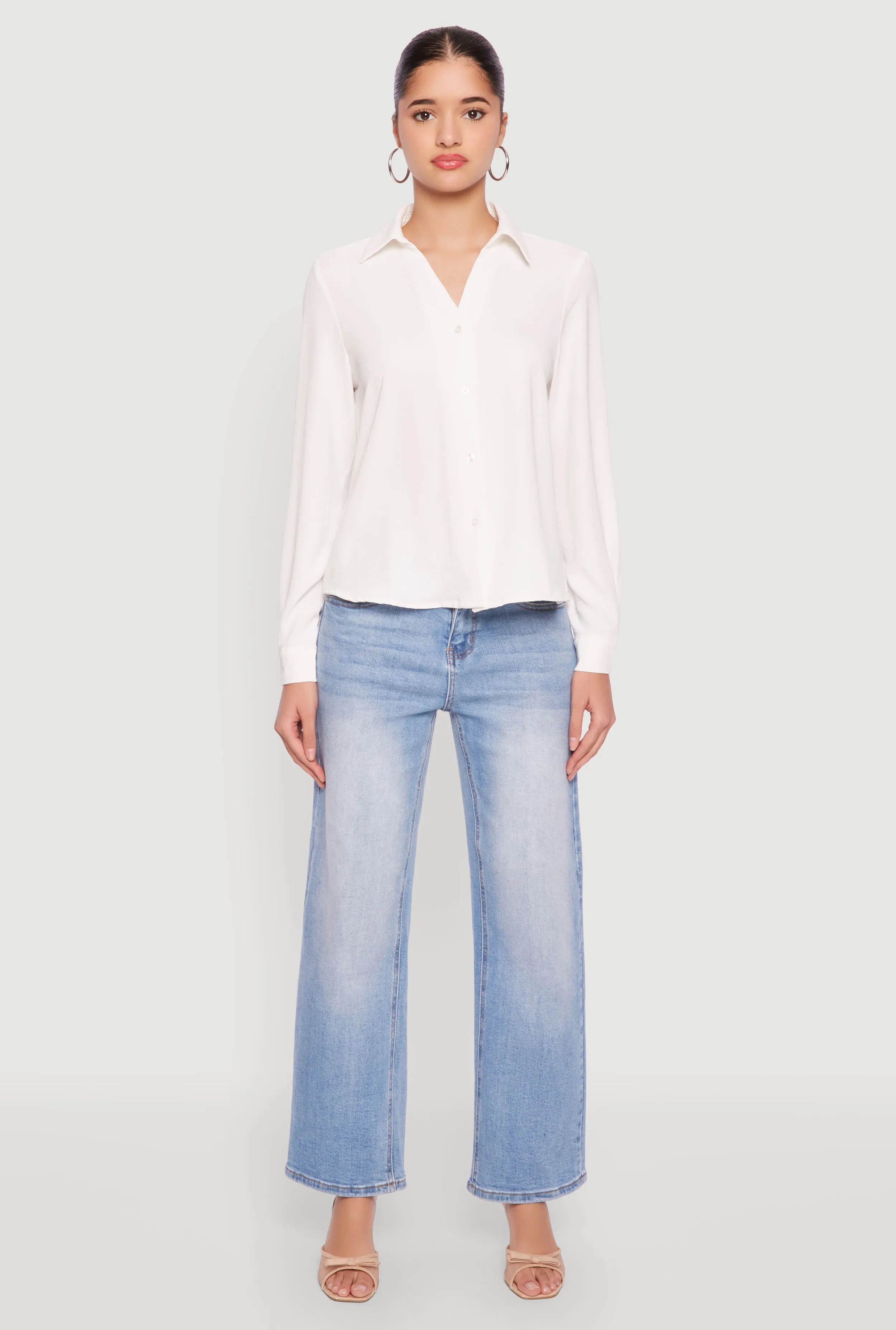 Crepe Knit Button Front Shirt sold by Rainbow