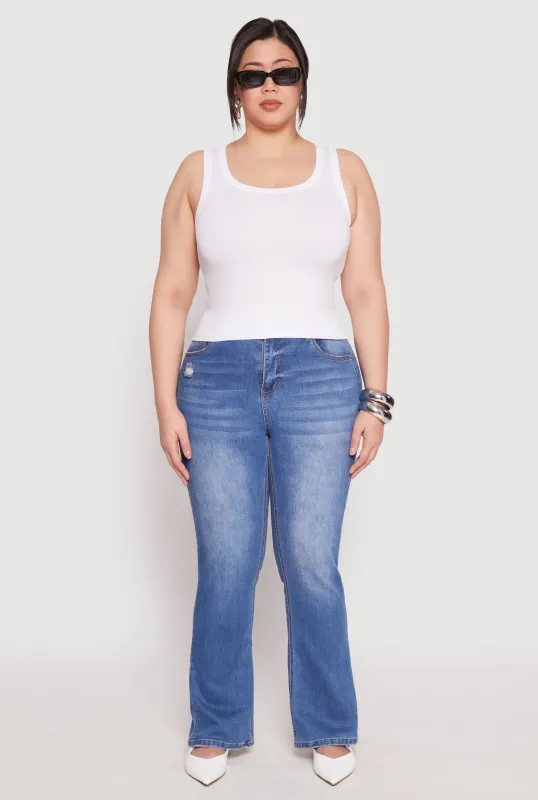 Plus Size Seamless Ribbed Knit Trim Tank Top sold by Rainbow