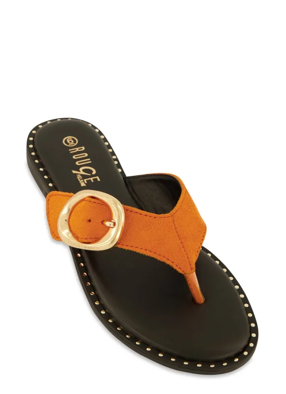 Buckle Detail Thong Slide Sandals sold by Rainbow