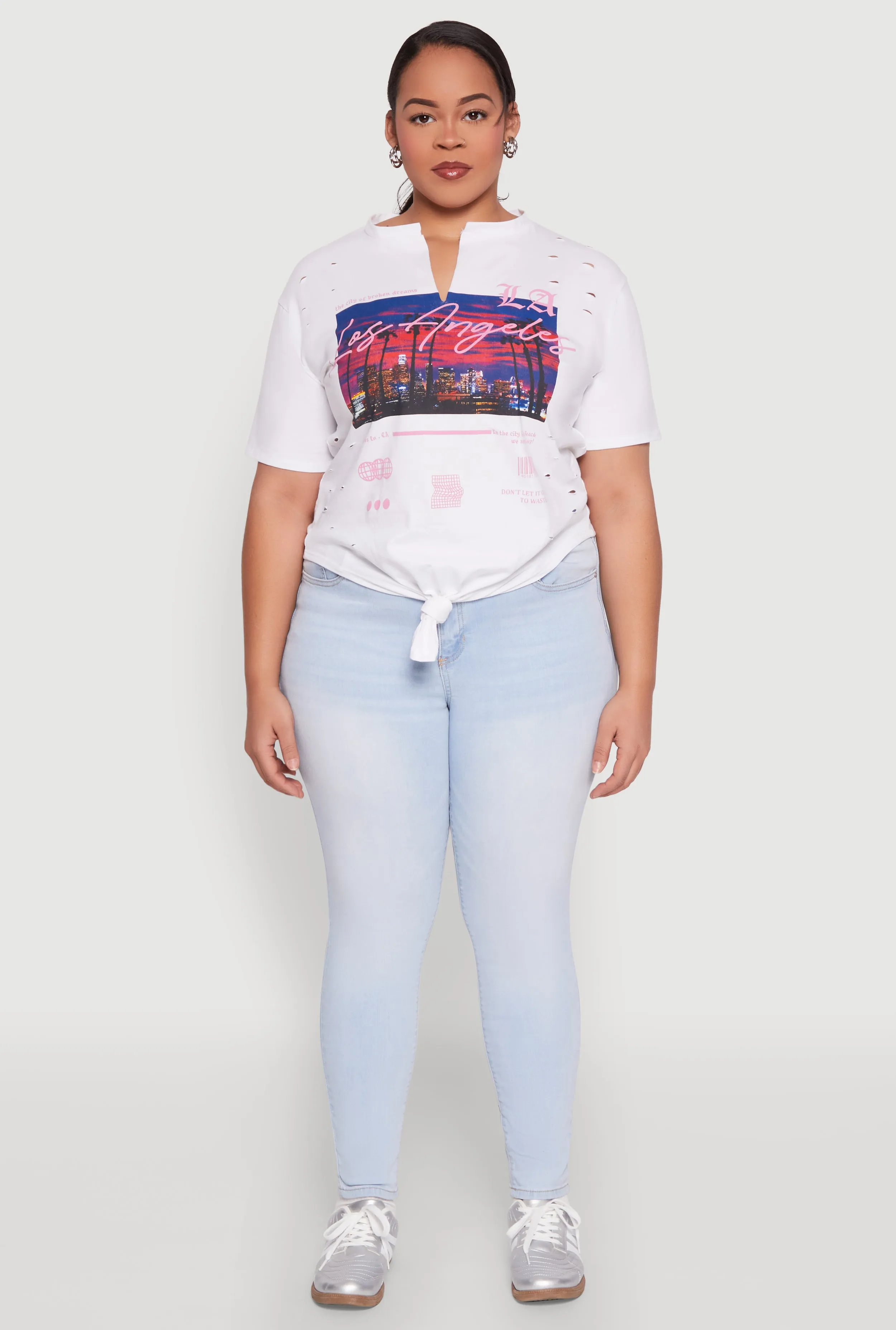 Plus Size Los Angeles Slashed Graphic Tee sold by Rainbow
