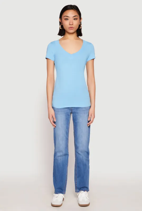 Short Sleeve V Neck T Shirt sold by Rainbow