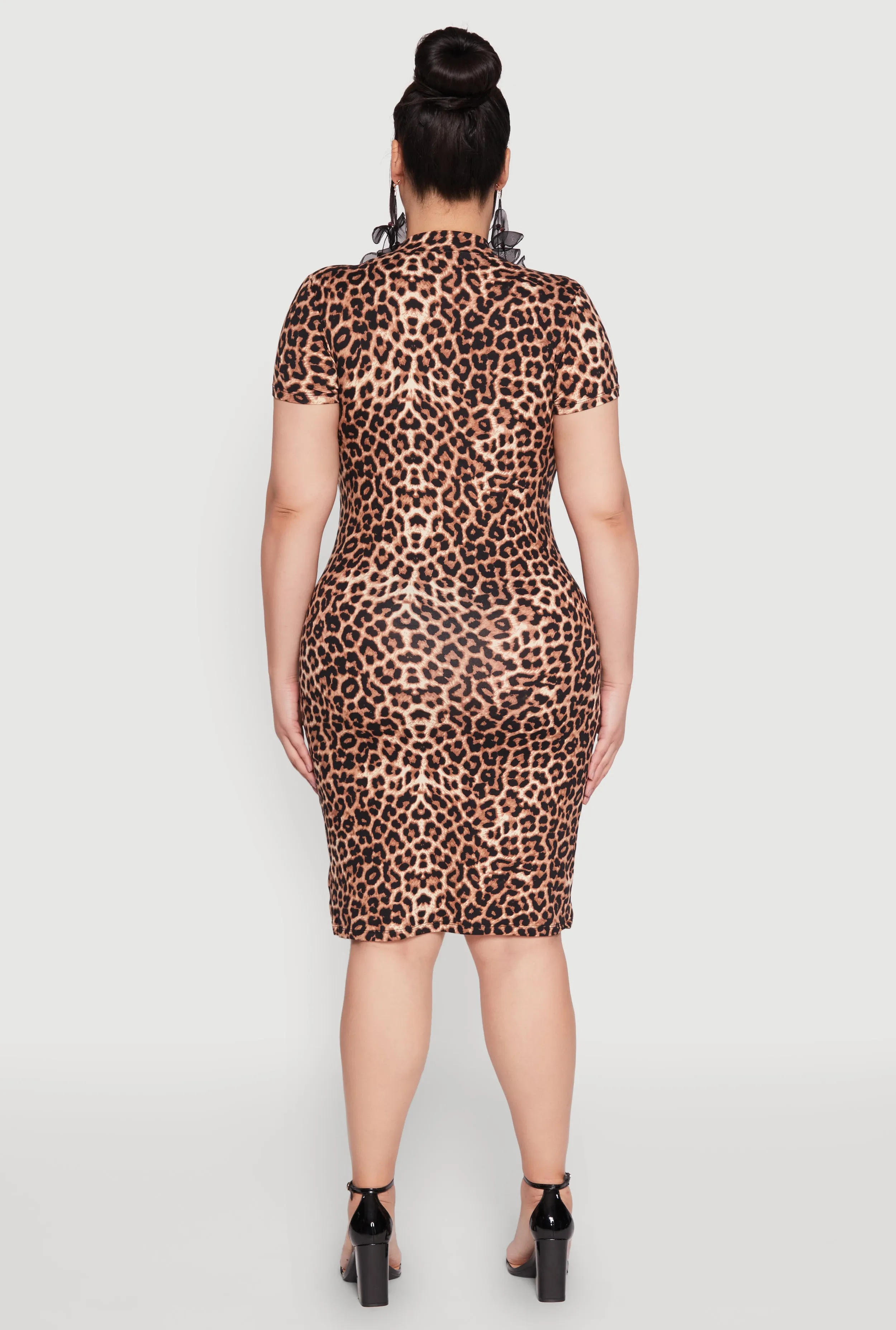 Plus Size Leopard Print Mock Neck Dress sold by Rainbow product image thumbnail 5