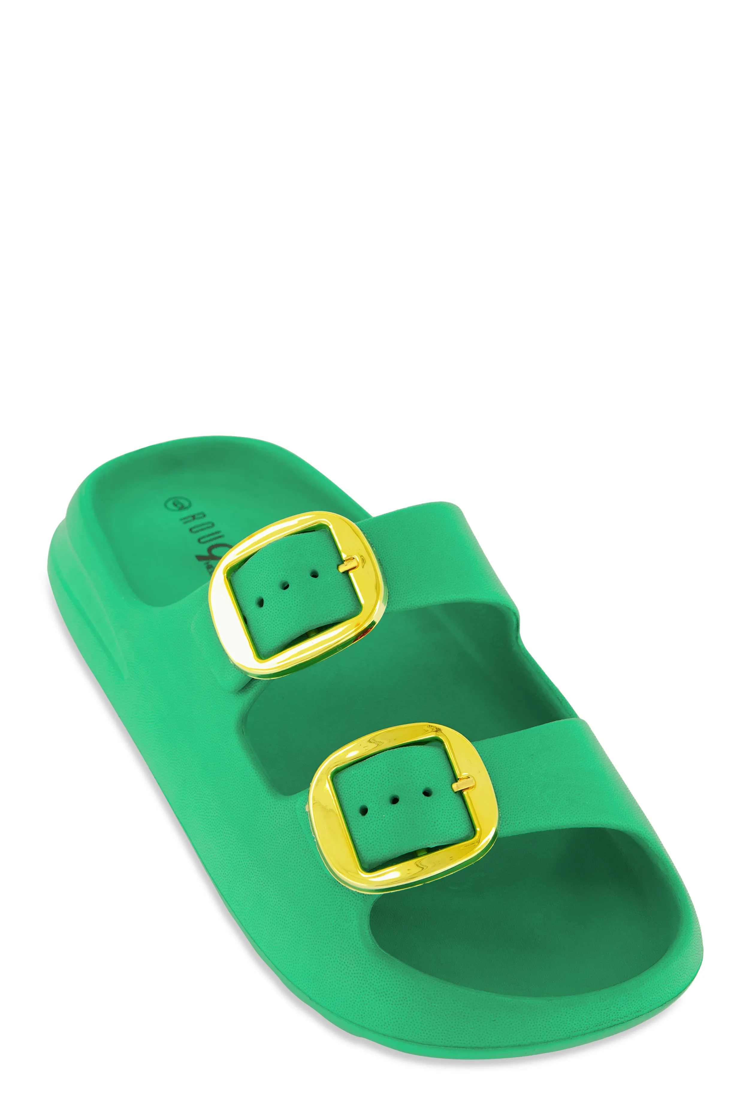 Double Buckle Band Slide Sandals sold by Rainbow