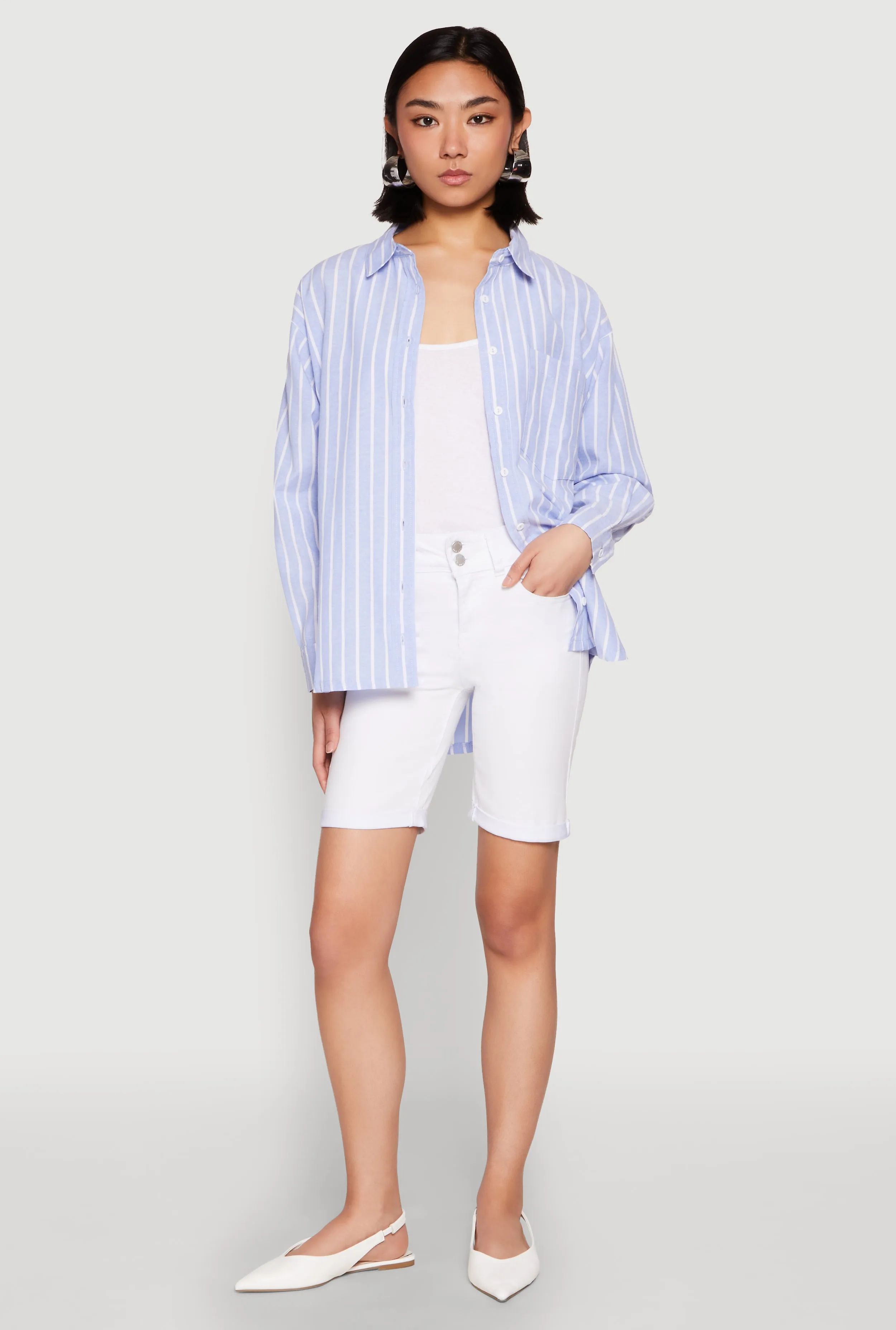 Iris Striped Linen Button Front Shirt sold by Rainbow product image thumbnail 3