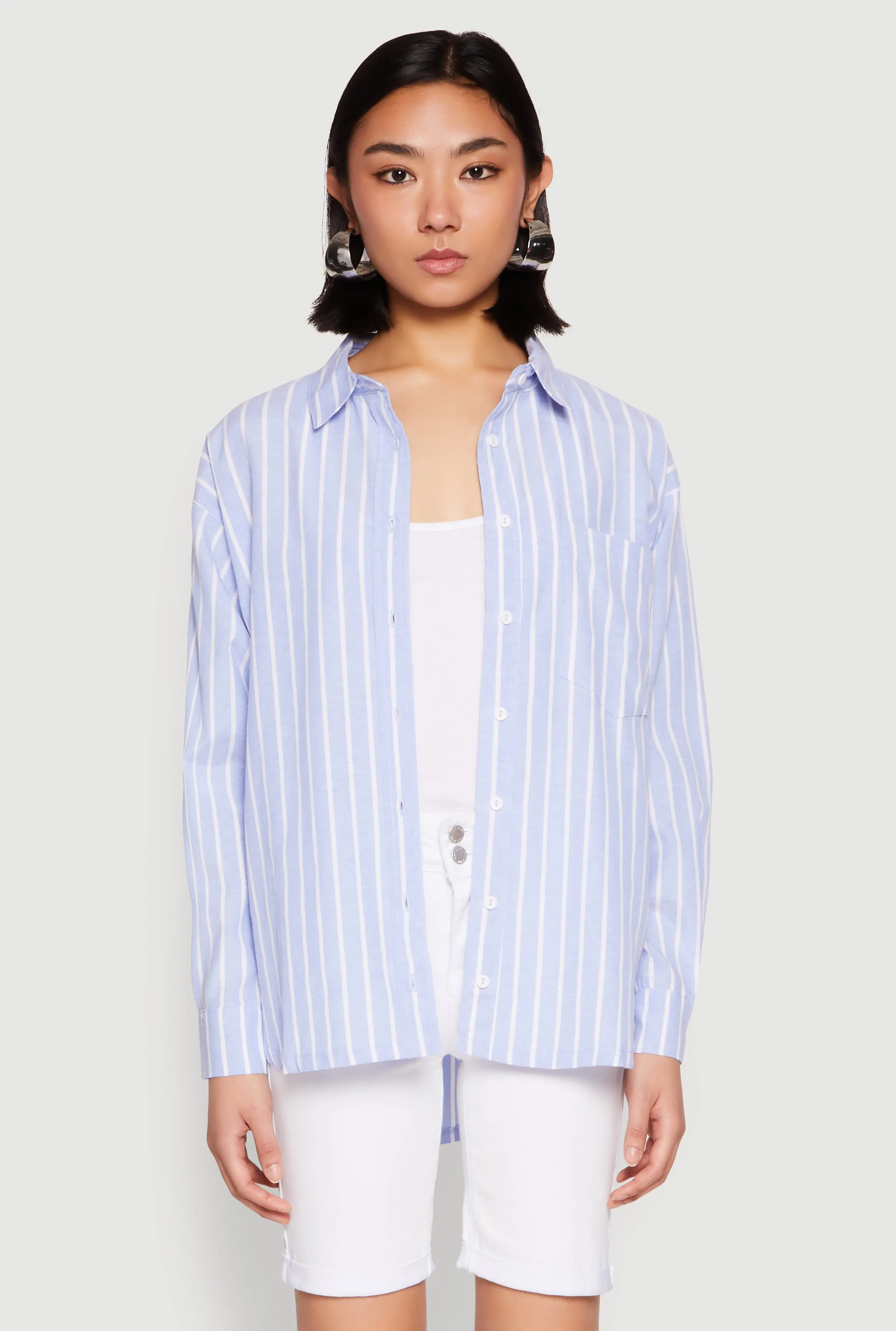 Iris Striped Linen Button Front Shirt sold by Rainbow product image thumbnail 2