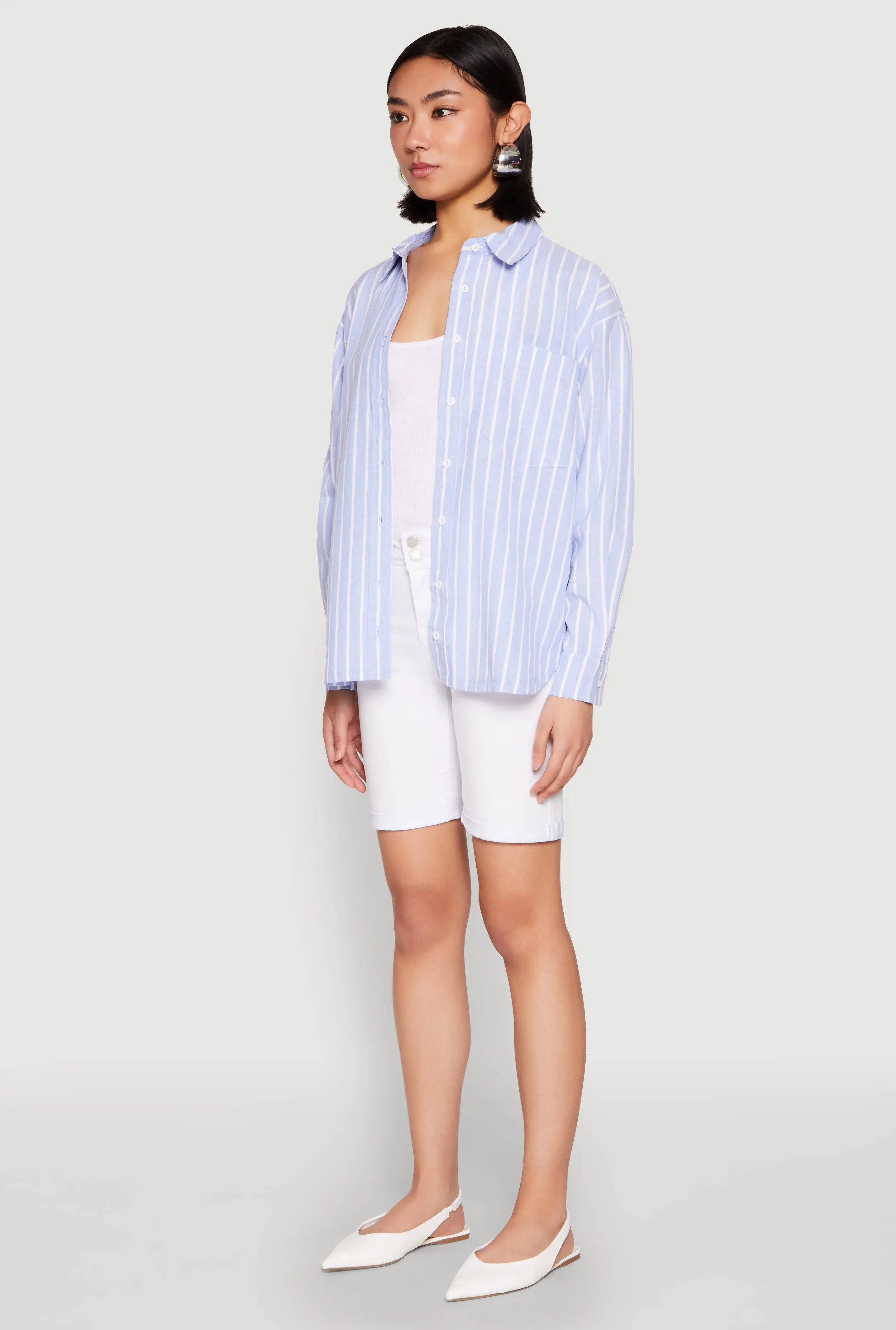 Iris Striped Linen Button Front Shirt sold by Rainbow product image thumbnail 5