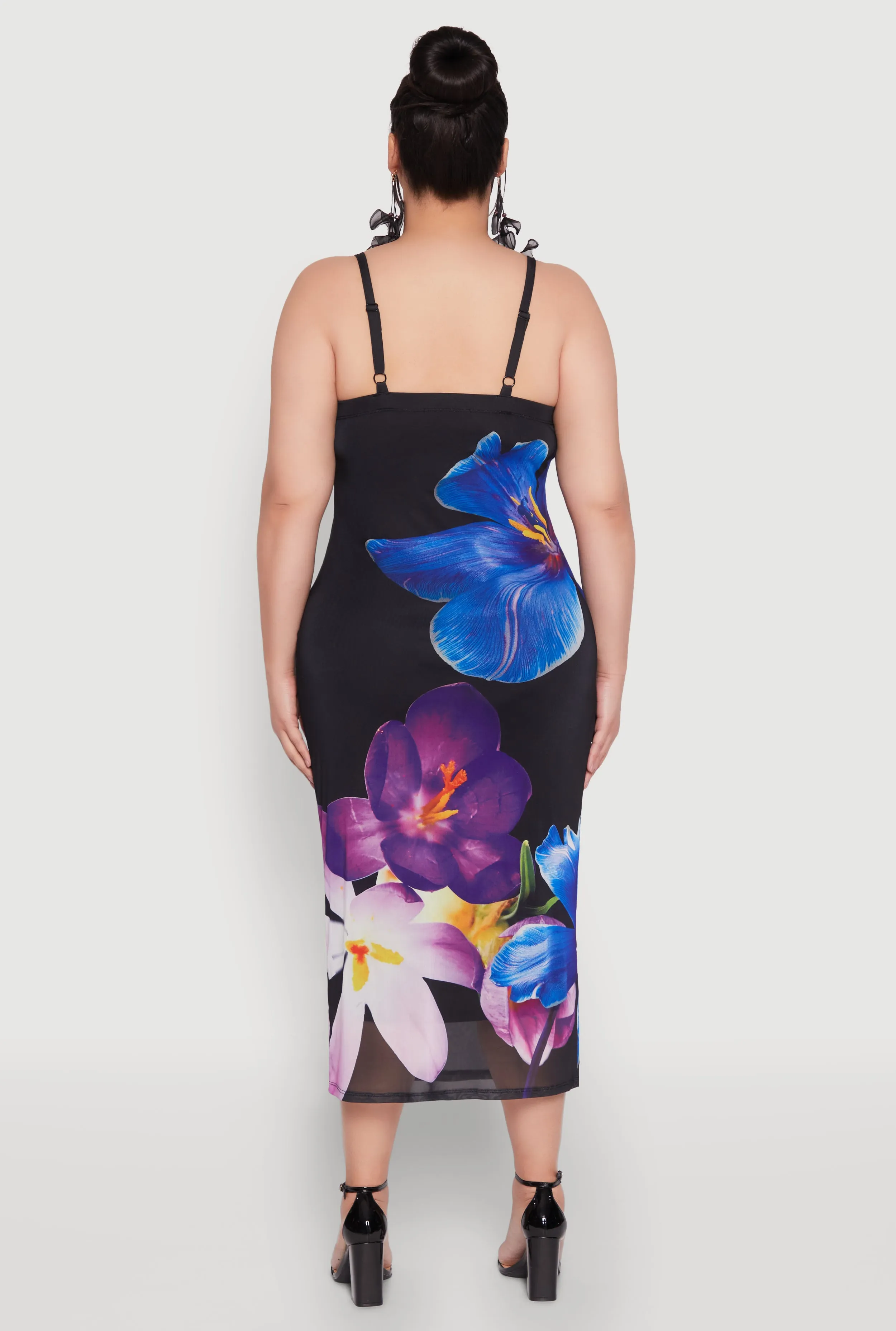 Plus Size Mesh Floral Print Midi Dress sold by Rainbow product image thumbnail 5