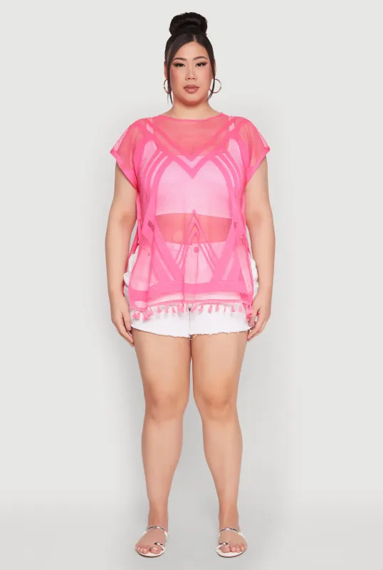 Fishnet Tassel Fringe Swim Cover Up sold by Rainbow