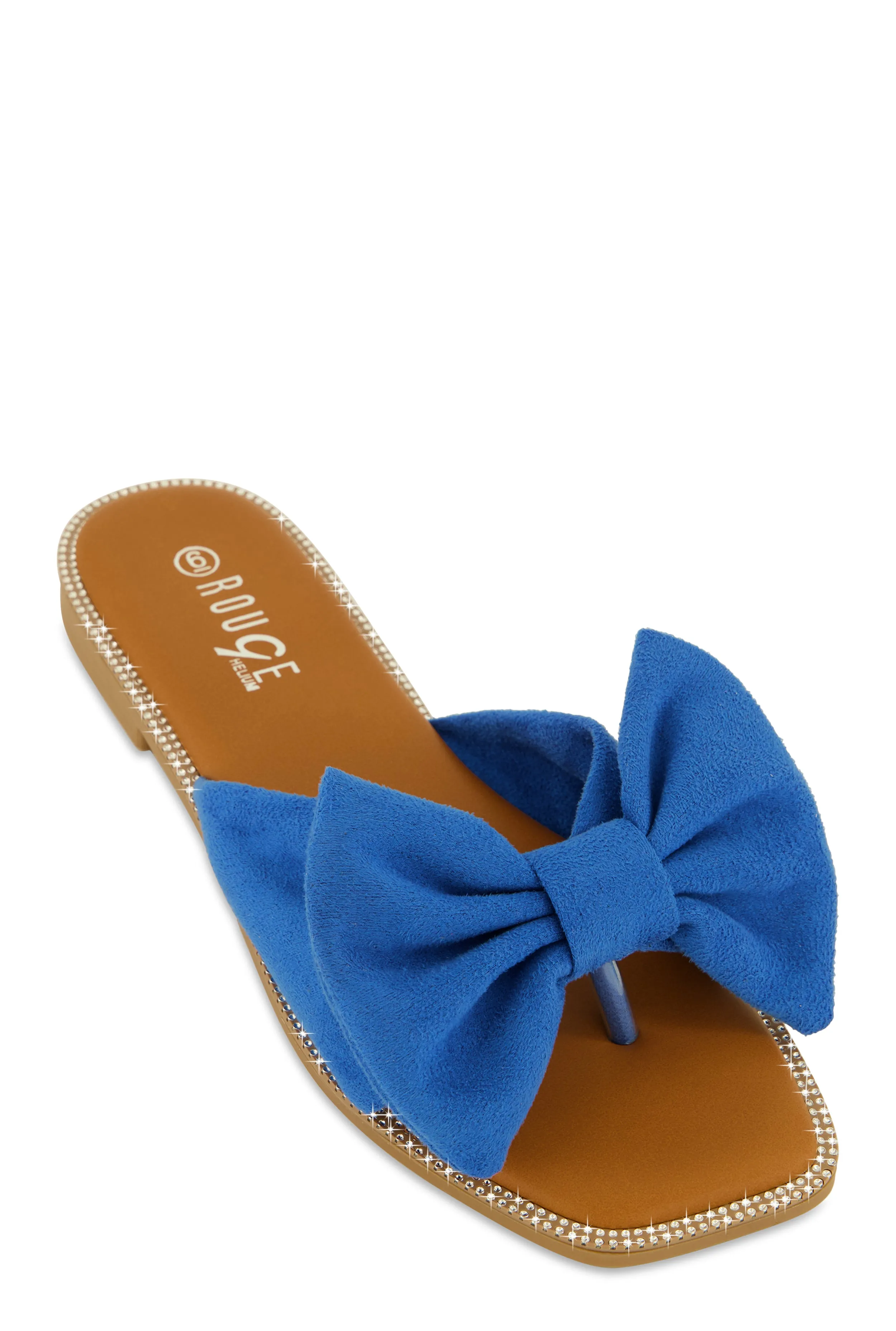 Faux Suede Bow Thong Slide Sandals sold by Rainbow