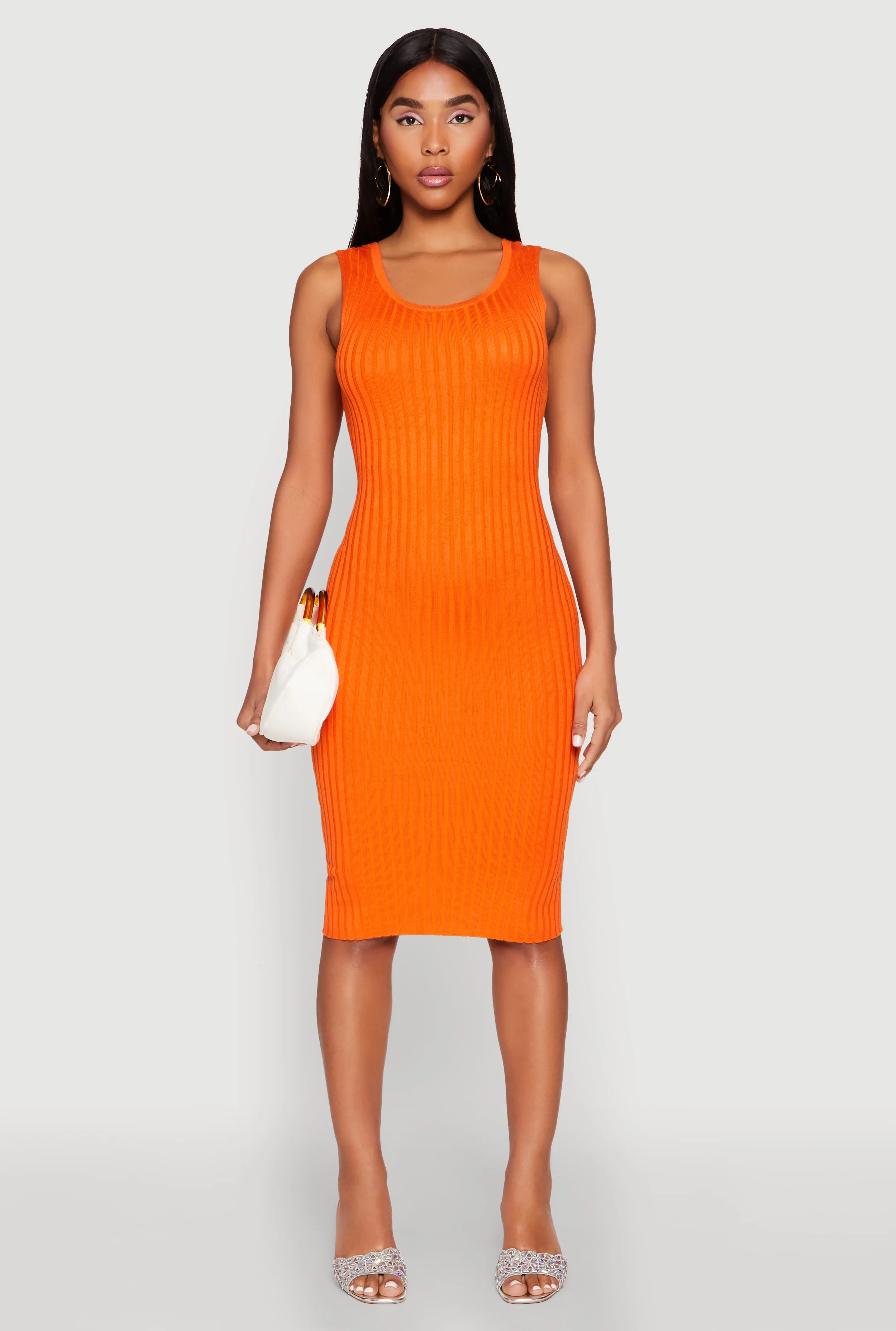Ribbed Knit Scoop Neck Midi Dress sold by Rainbow