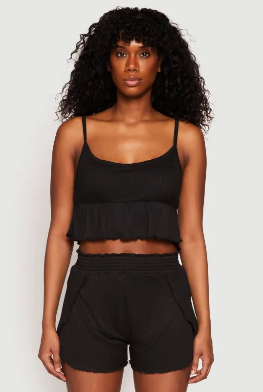 Ribbed Knit Lettuce Edge Pajama Cami and Shorts made by Rainbow