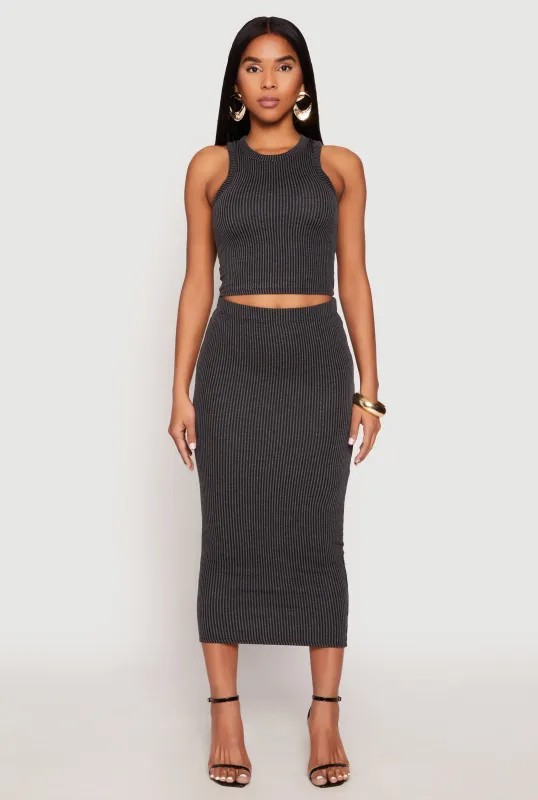 Almost Famous Ribbed Knit Midi Skirt sold by Rainbow