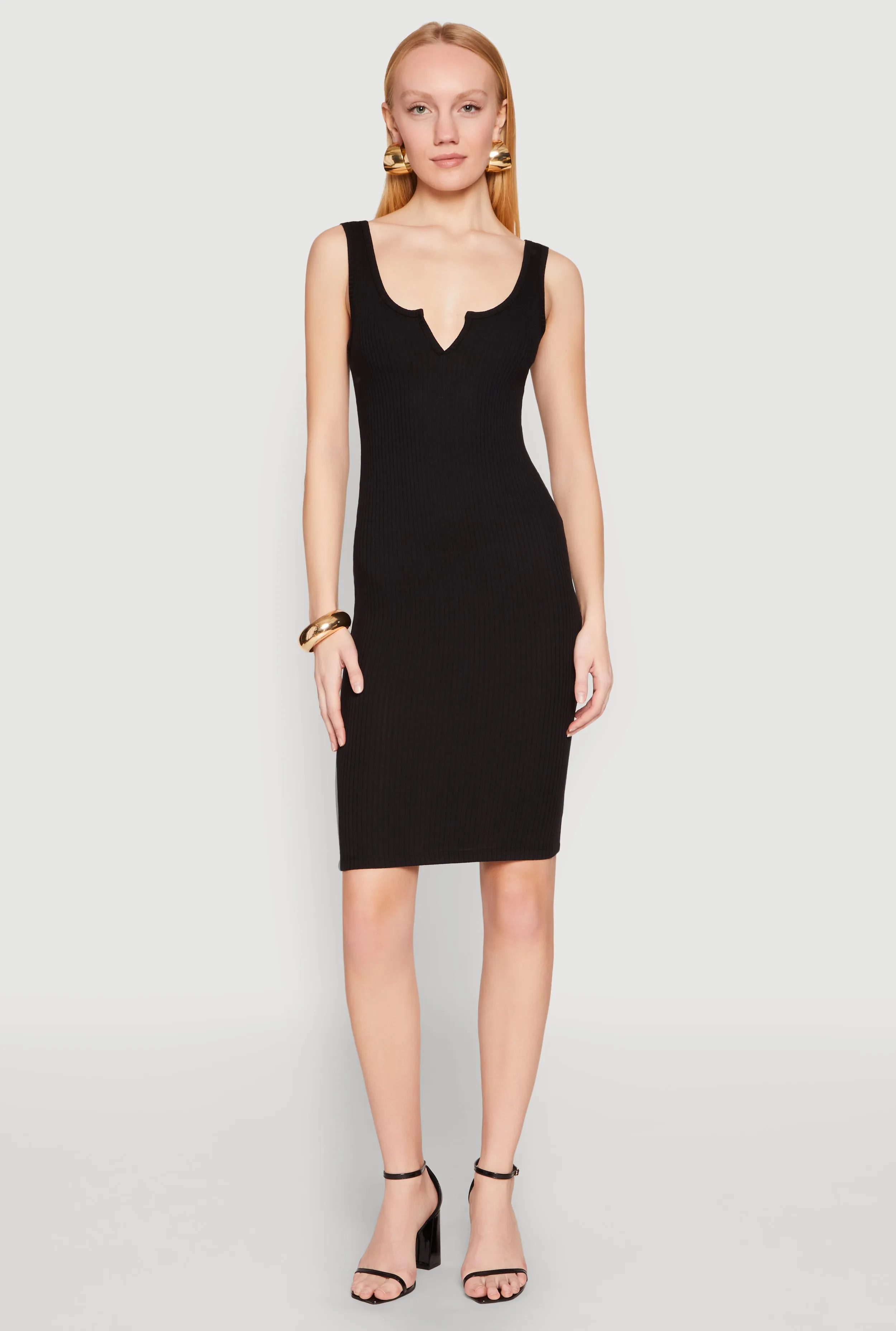 Ribbed Knit Notch Neck Dress sold by Rainbow product image thumbnail 3