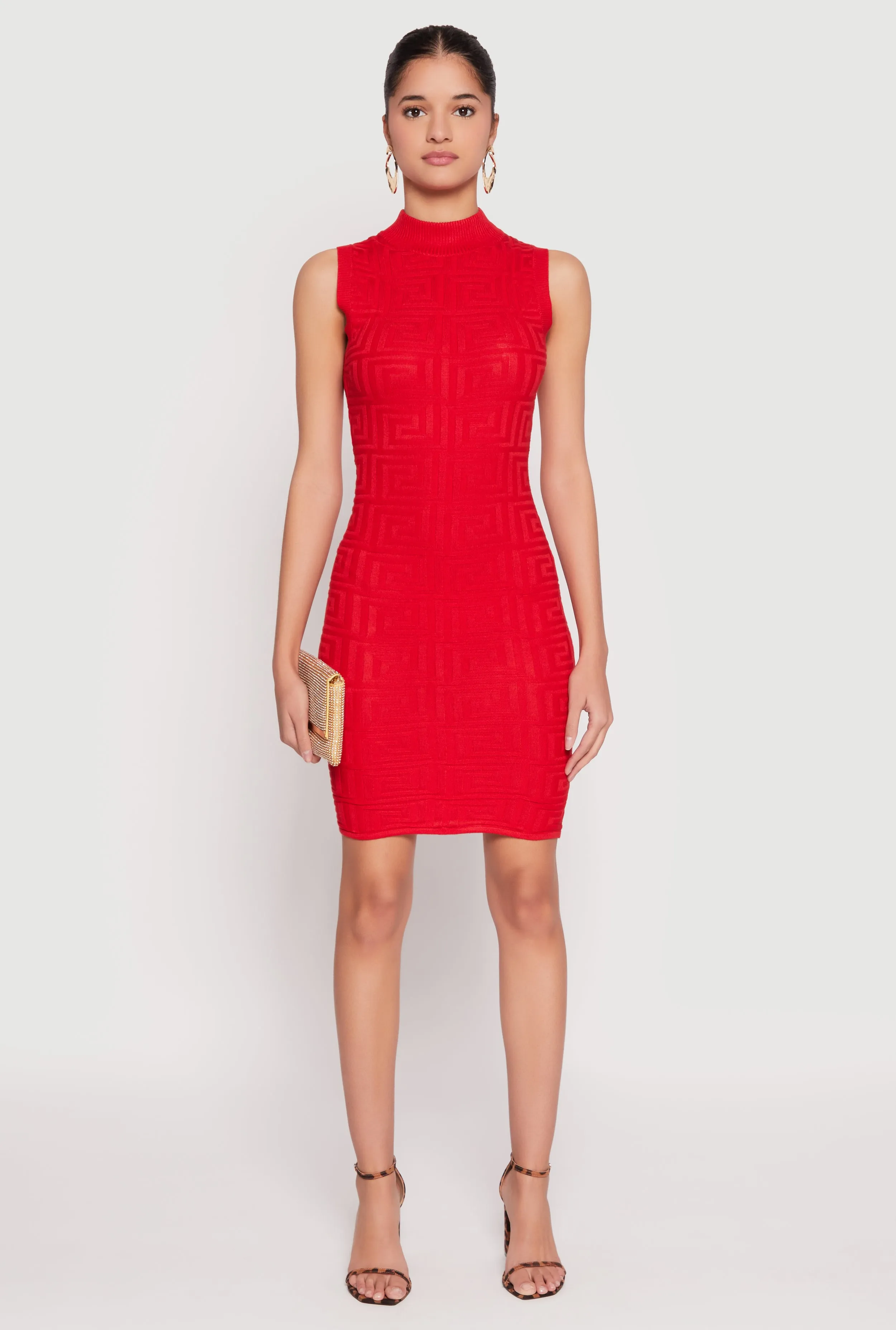 Greek Key Mock Neck Sleeveless Dress sold by Rainbow