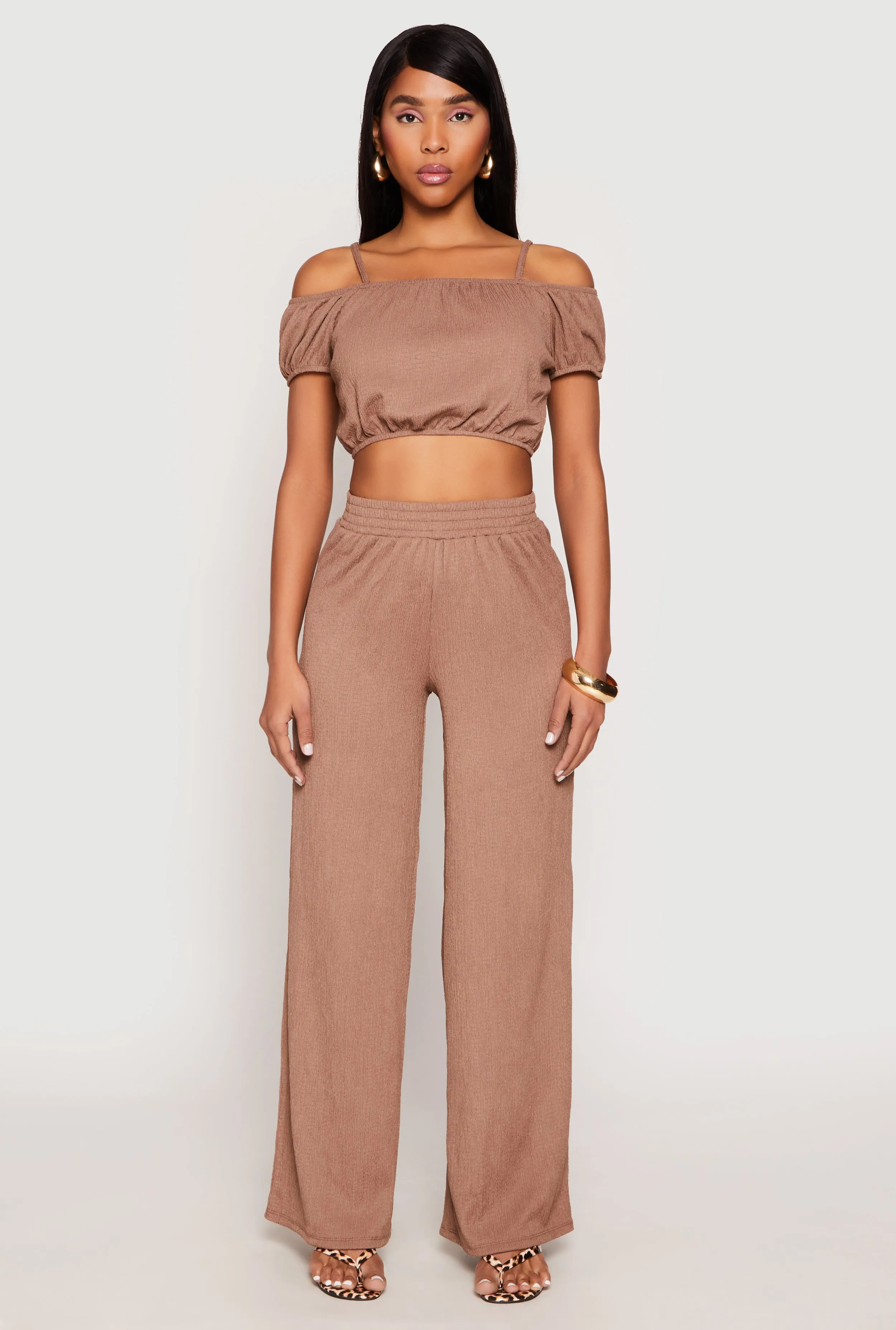 Almost Famous Textured Knit Wide Leg Pants sold by Rainbow
