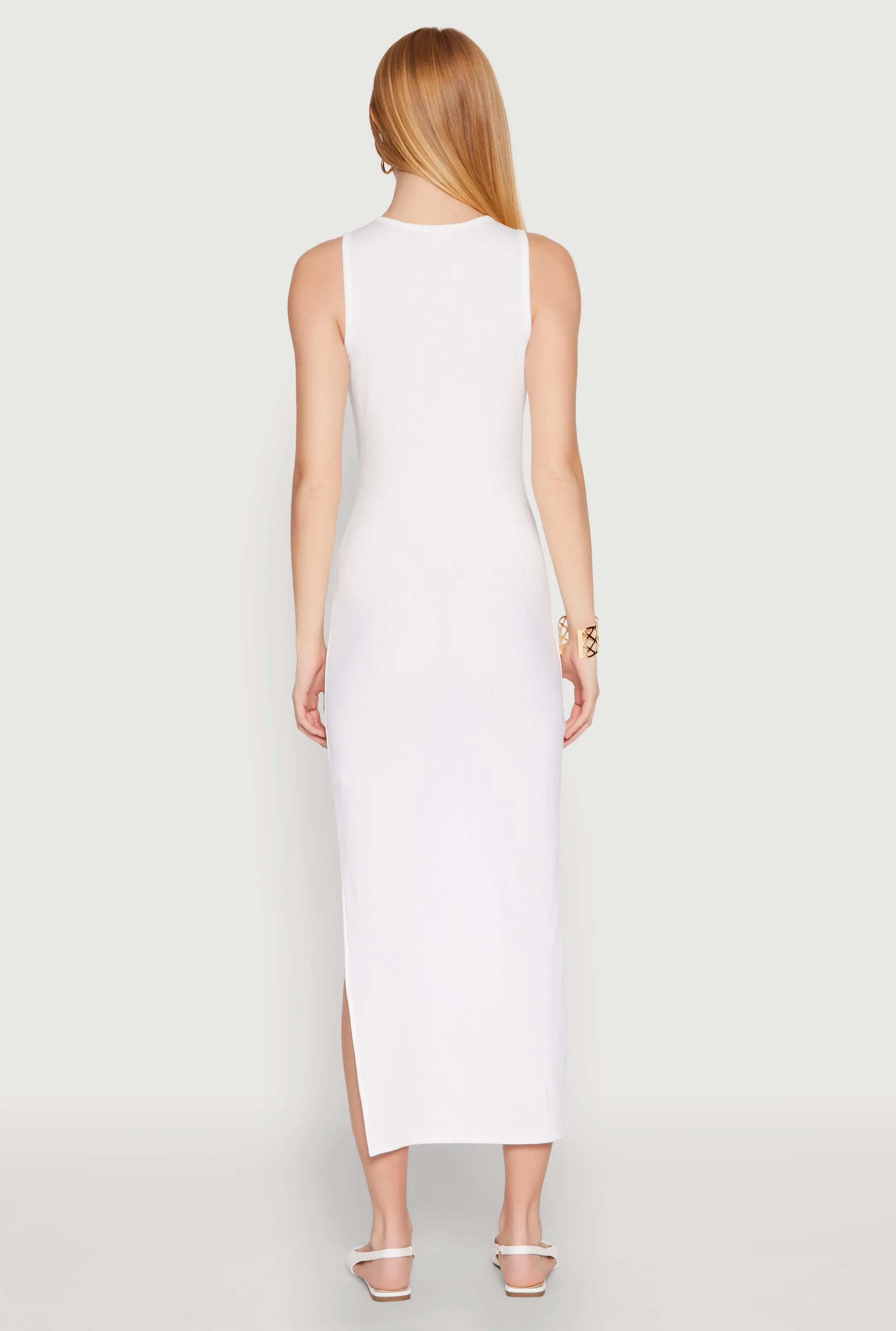 Ribbed Knit Side Slit Tank Maxi Dress sold by Rainbow product image thumbnail 5