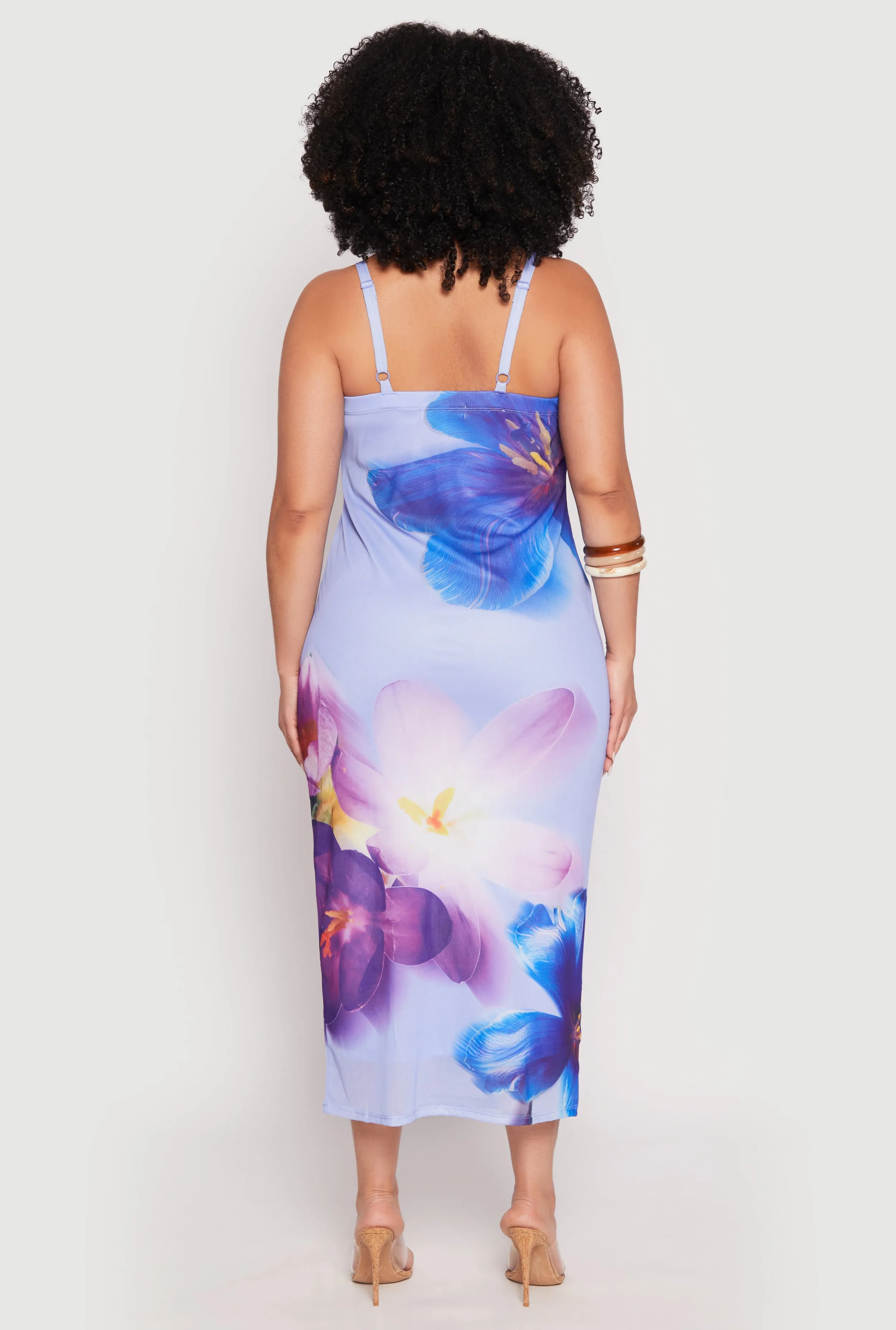 Plus Size Mesh Floral Print Midi Dress sold by Rainbow product image thumbnail 5