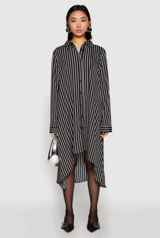 Striped High Low Shirt Dress sold by Rainbow