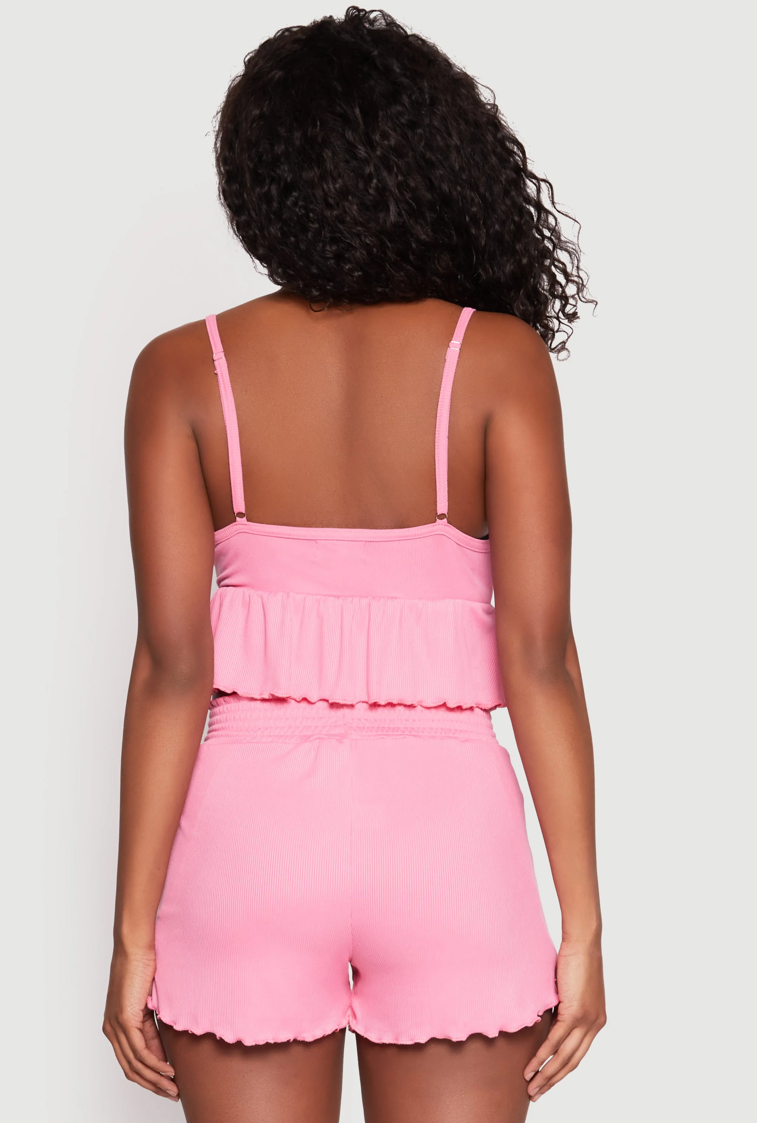 Ribbed Knit Lettuce Edge Pajama Cami and Shorts sold by Rainbow product image thumbnail 2