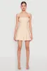 Satin Detail Pleated Cami Skater Dress sold by Rainbow