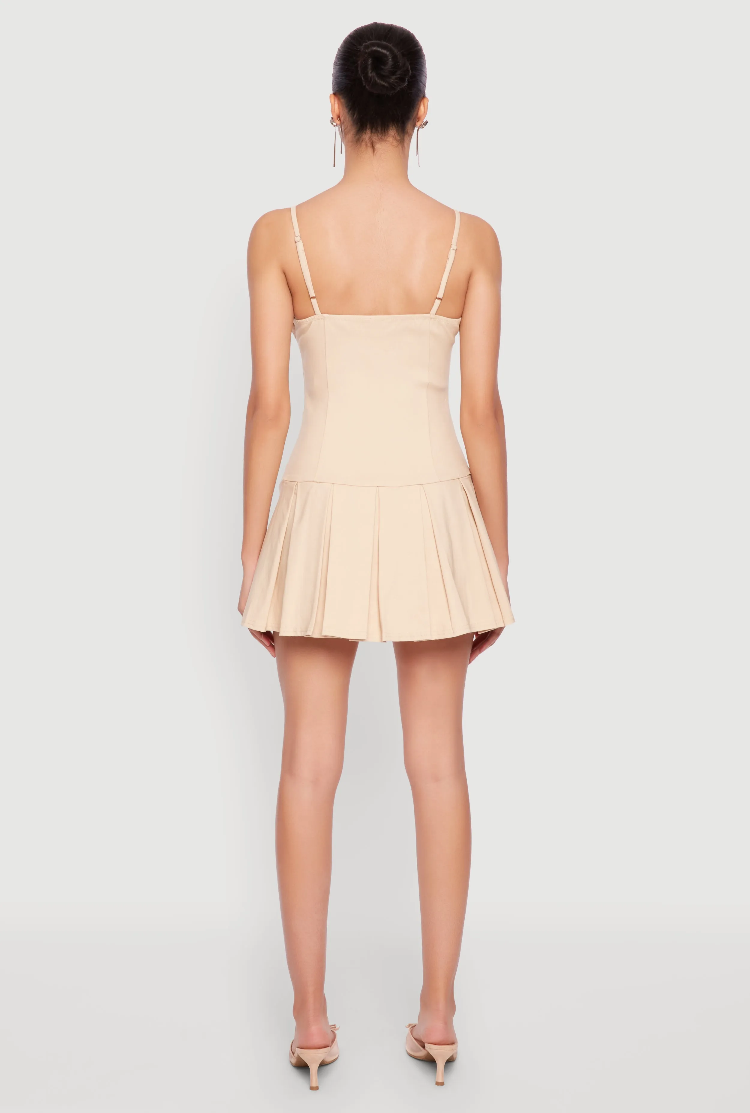 Satin Detail Pleated Cami Skater Dress sold by Rainbow product image thumbnail 5