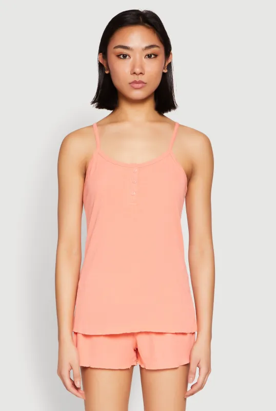 Rib Knit Lettuce Edge Pajama Cami with Shorts sold by Rainbow