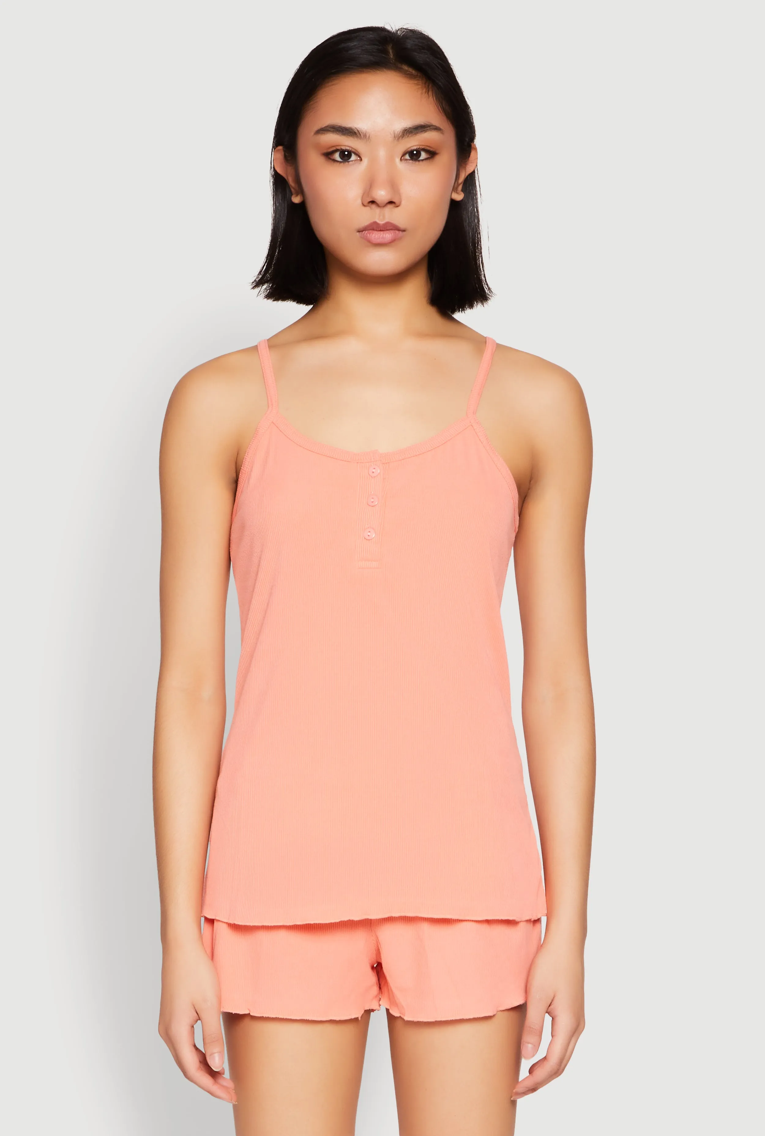 Rib Knit Lettuce Edge Pajama Cami with Shorts sold by Rainbow