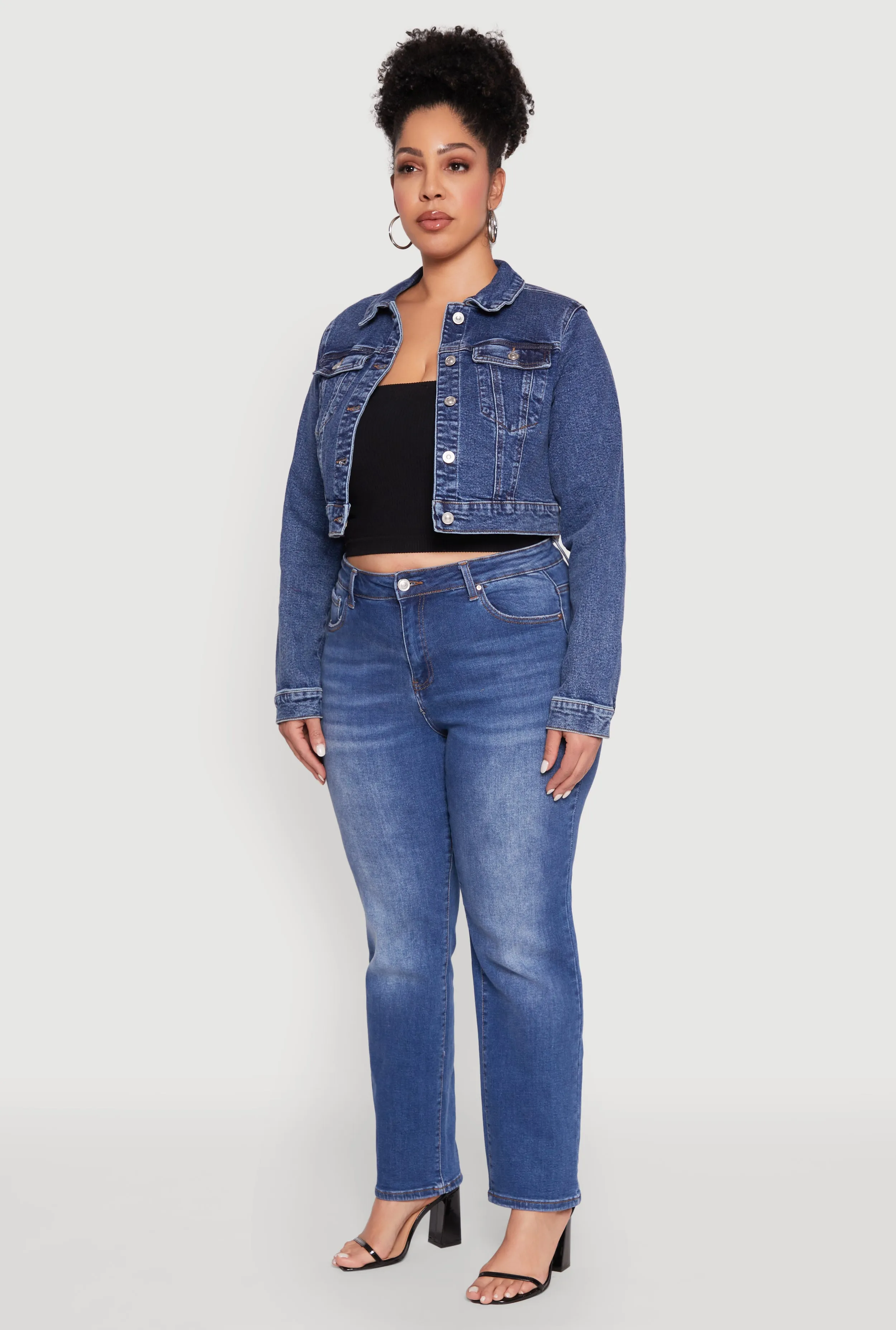 Plus Size WAX Cropped Jean Jacket sold by Rainbow product image thumbnail 5