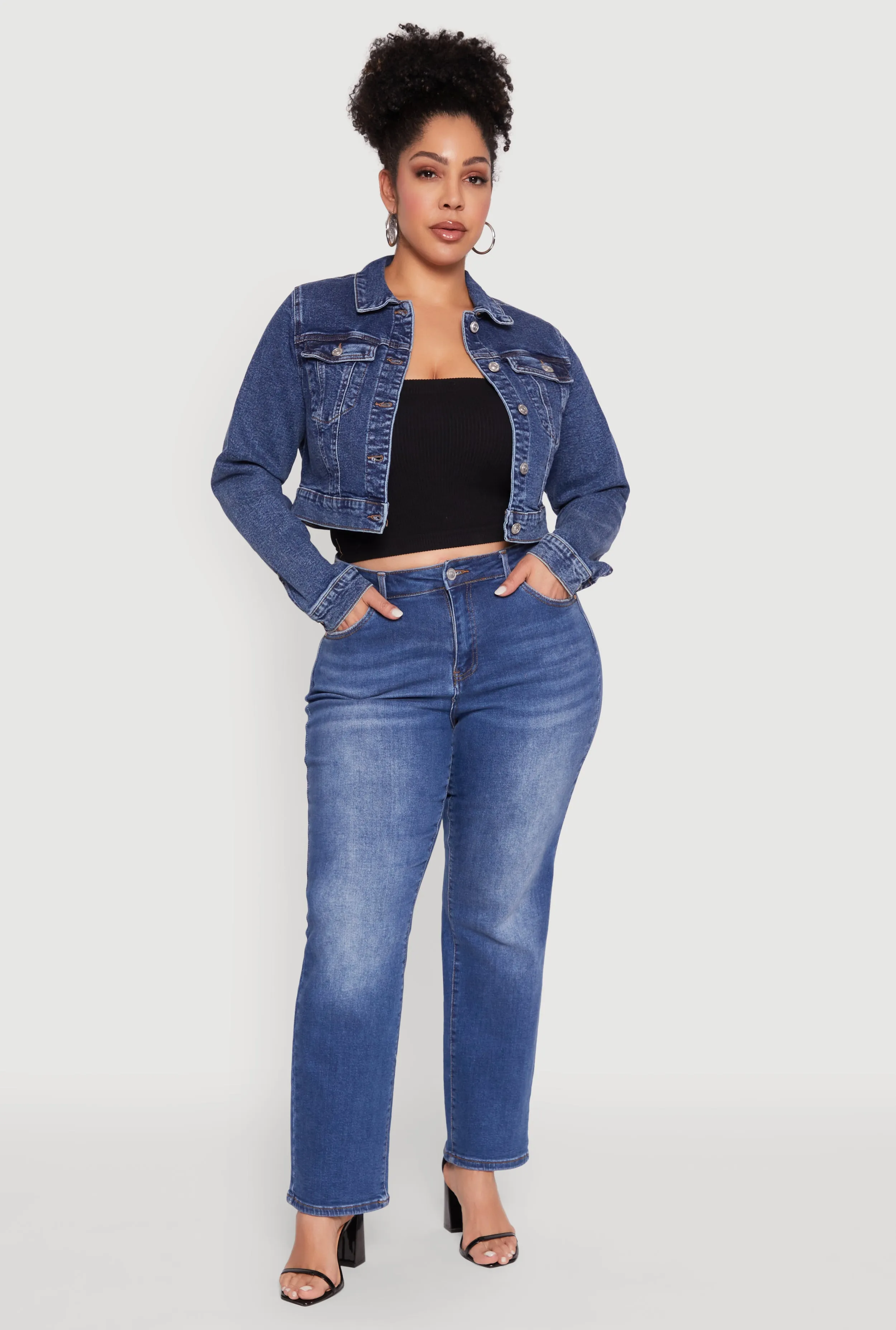 Plus Size WAX Cropped Jean Jacket sold by Rainbow product image thumbnail 3