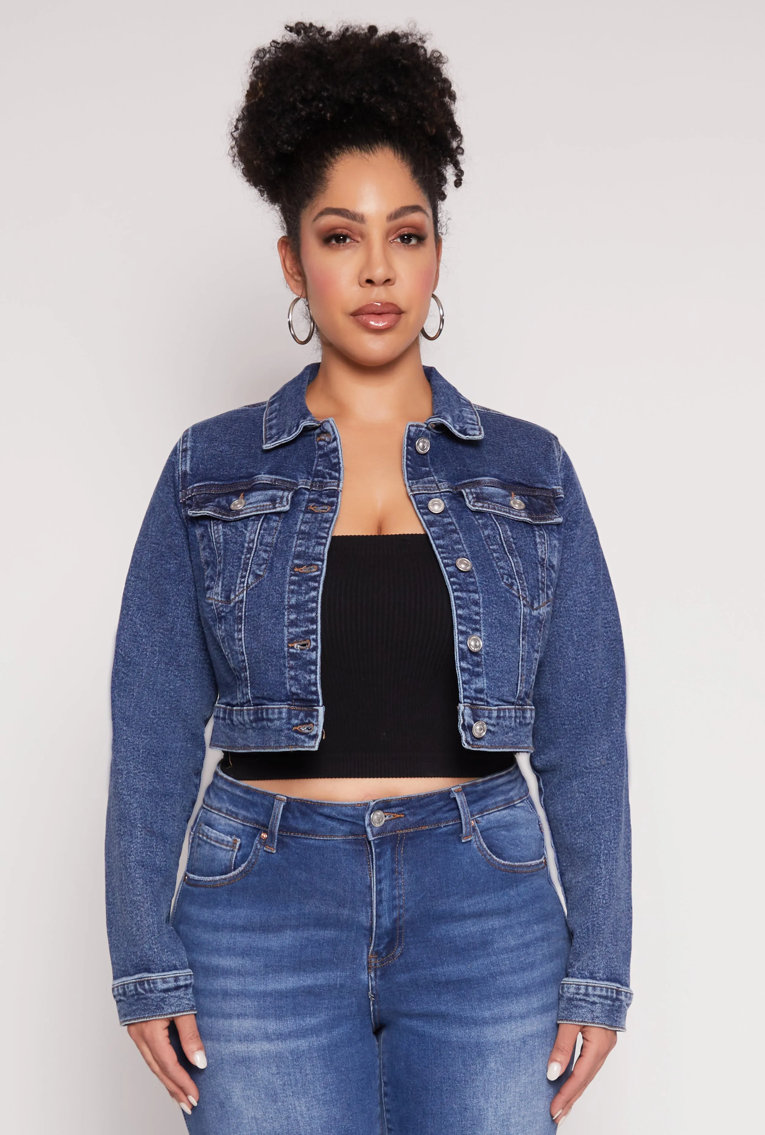 Plus Size WAX Cropped Jean Jacket sold by Rainbow product image thumbnail 2