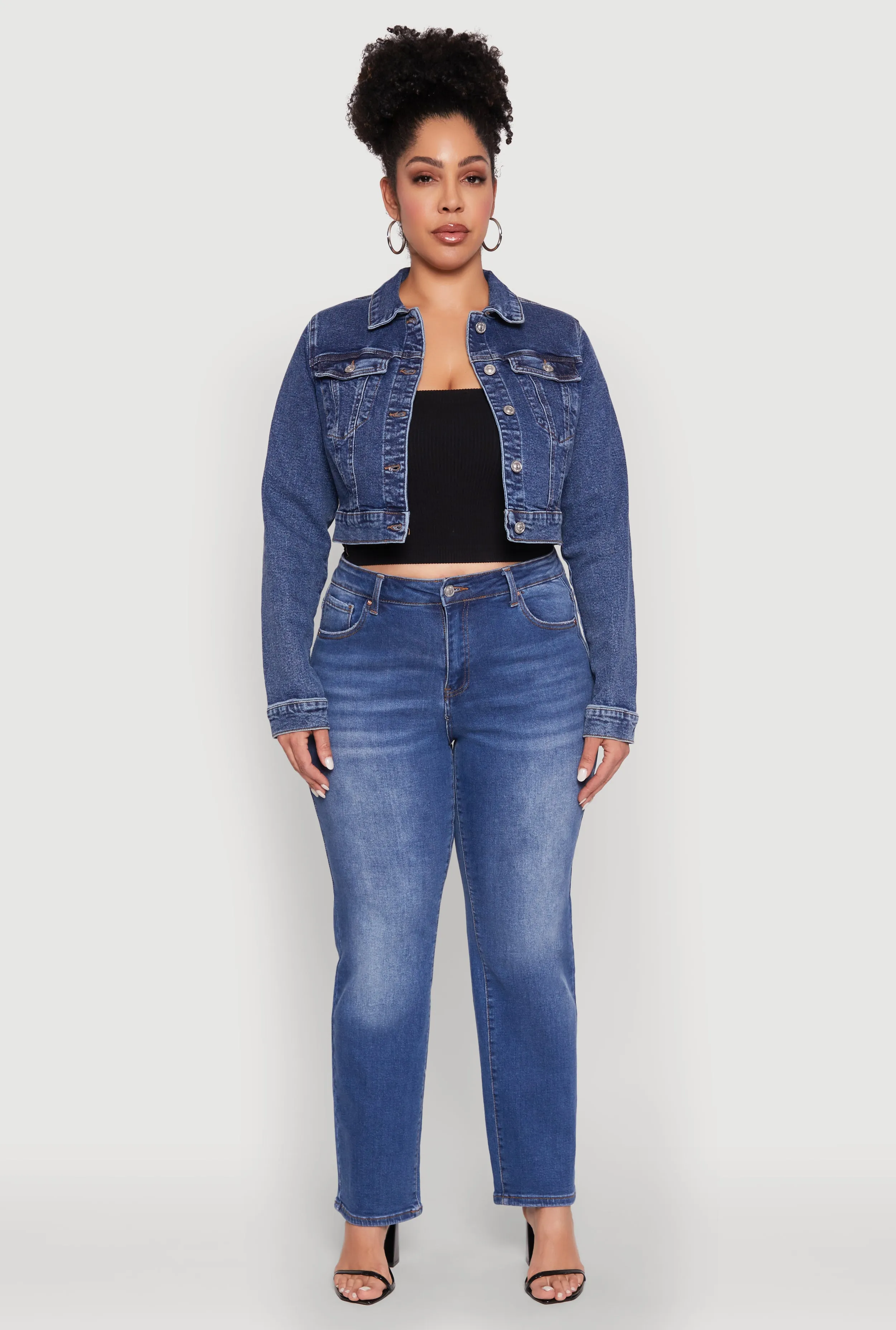 Plus Size WAX Cropped Jean Jacket sold by Rainbow