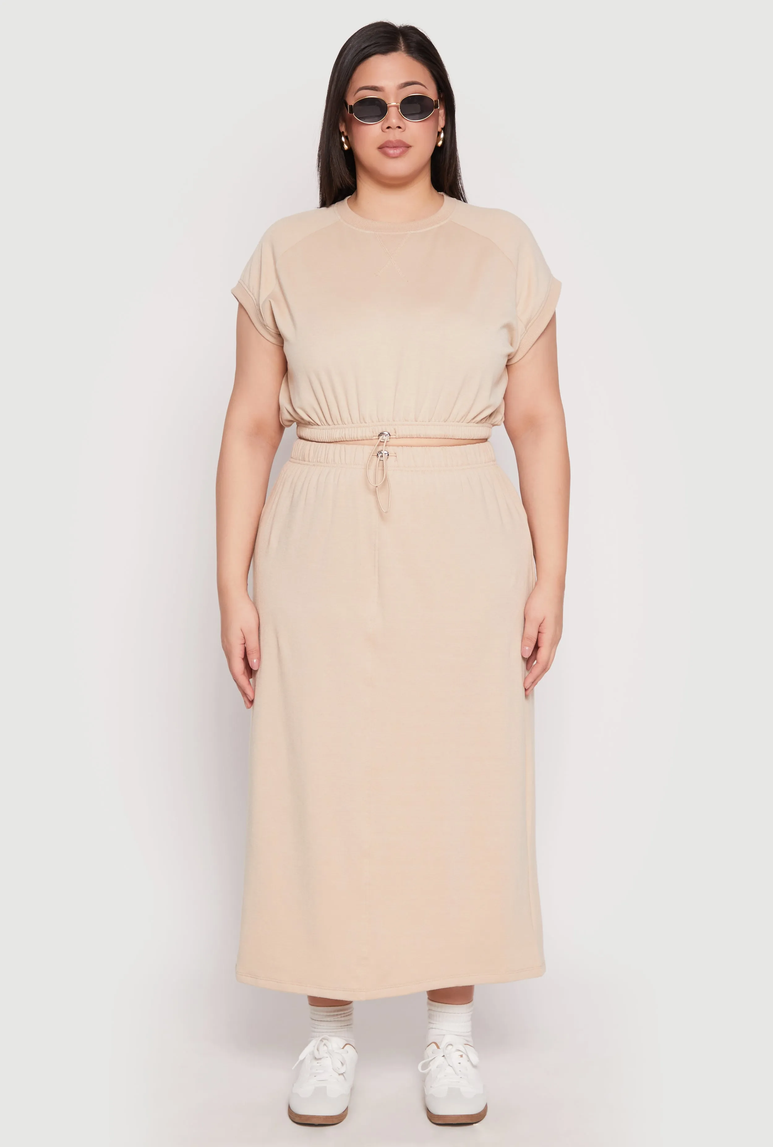 Plus Size Fleece Toggle Drawstring Waist Skirt sold by Rainbow