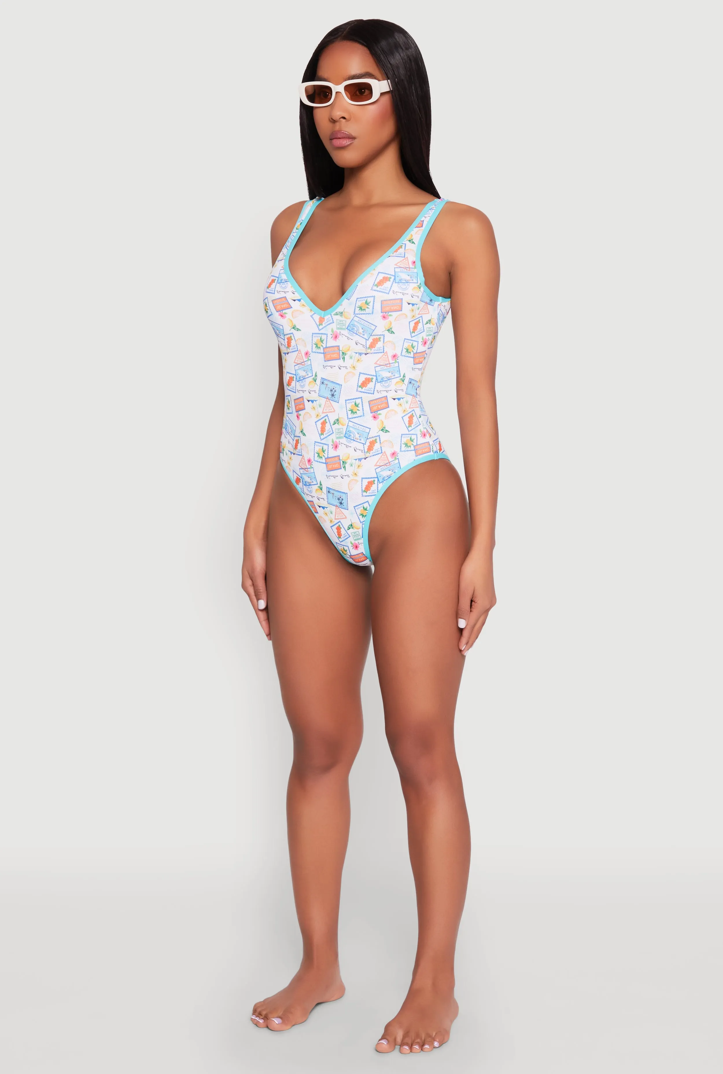 Tropical Stamp Print One Piece Swimsuit sold by Rainbow product image thumbnail 5