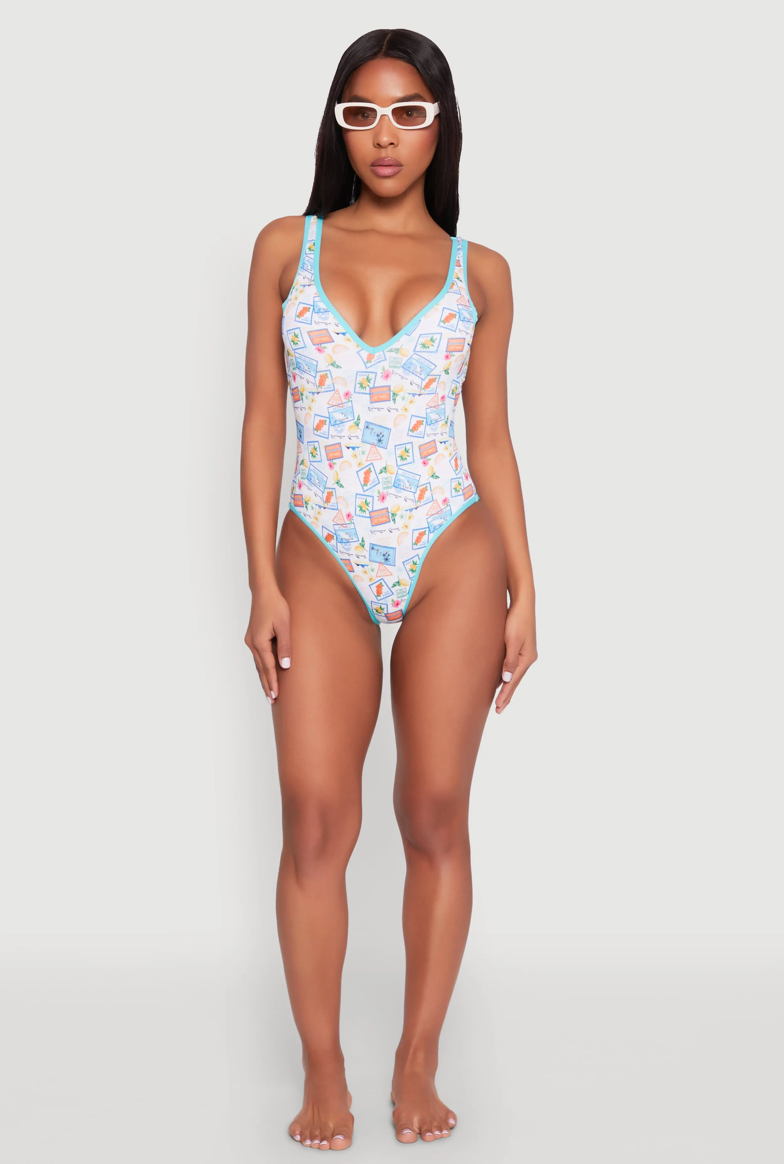 Tropical Stamp Print One Piece Swimsuit sold by Rainbow product image thumbnail 3