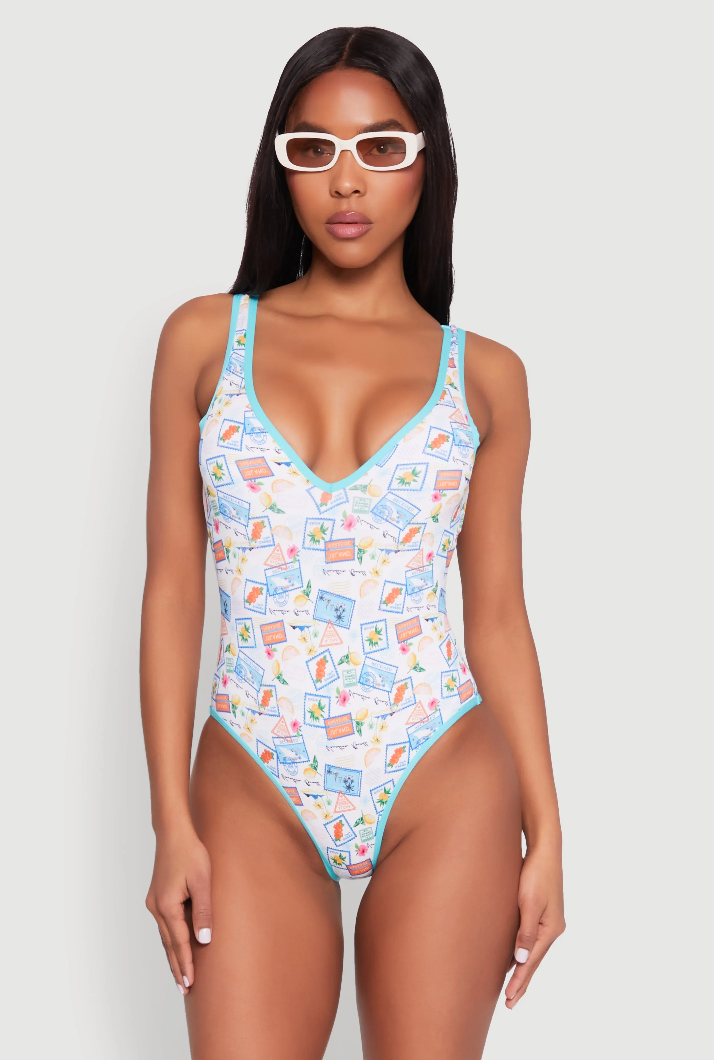 Tropical Stamp Print One Piece Swimsuit sold by Rainbow product image thumbnail 2