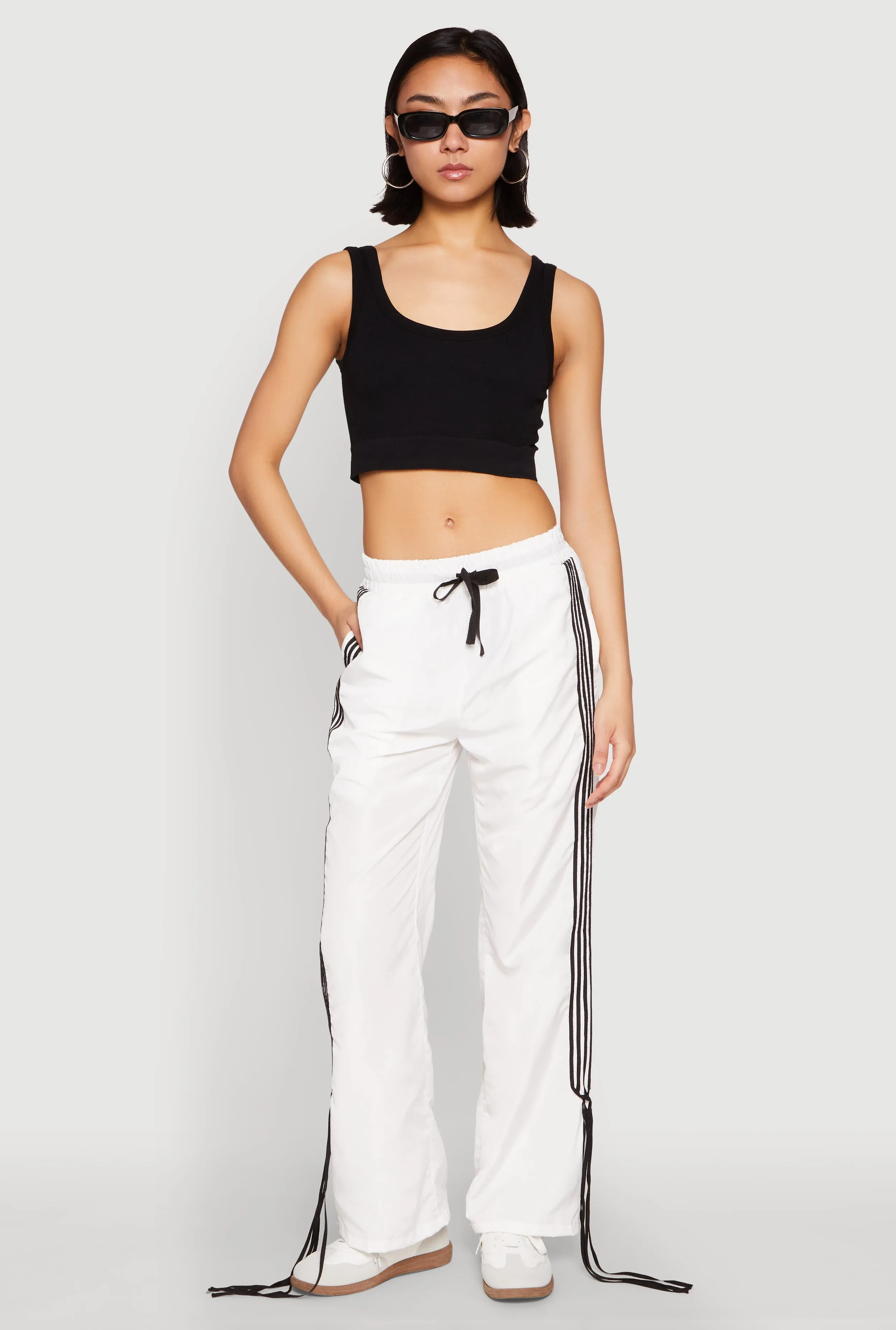 Tie Side Varsity Stripe Track Pants sold by Rainbow