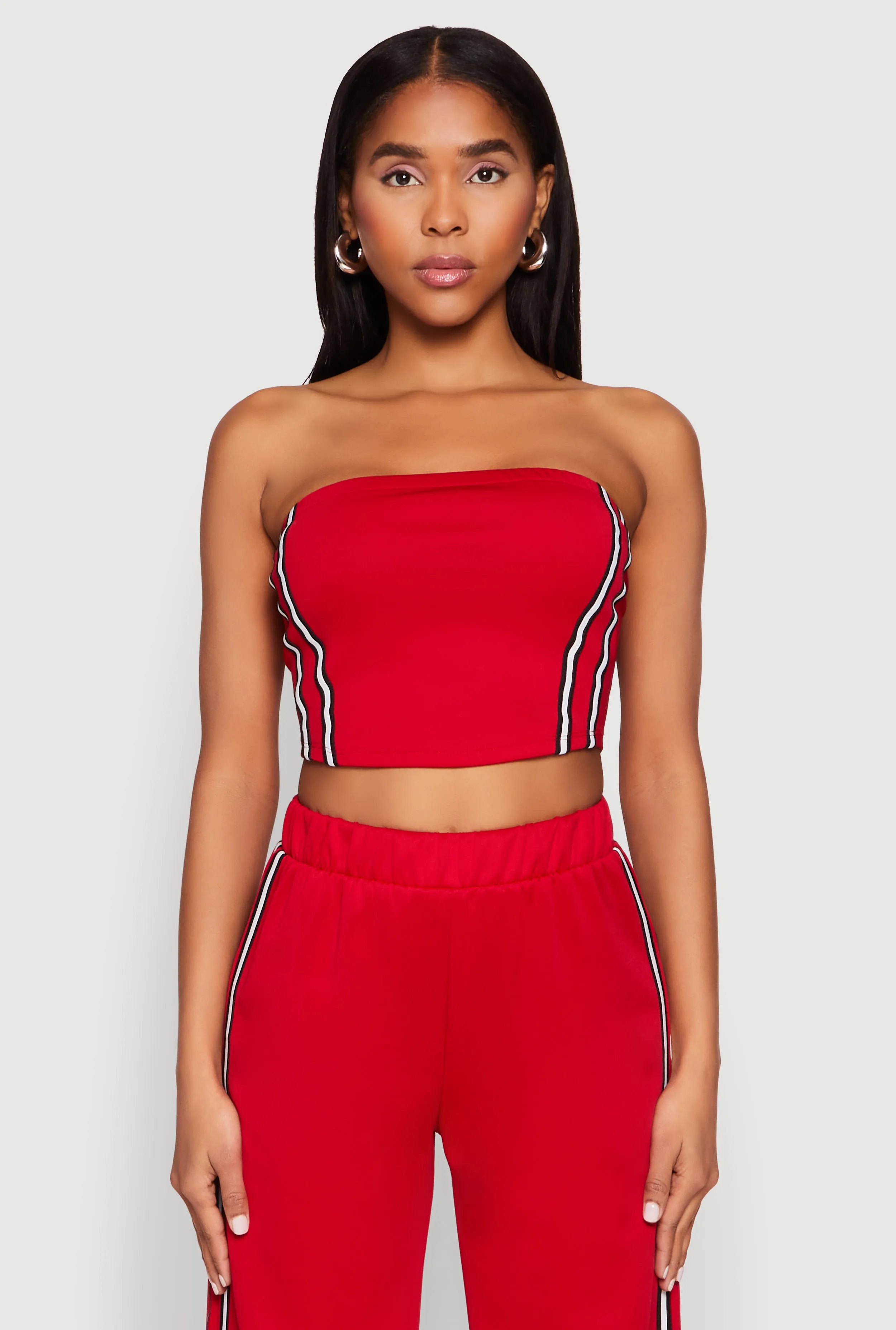 Side Varsity Stripe Tube Top sold by Rainbow