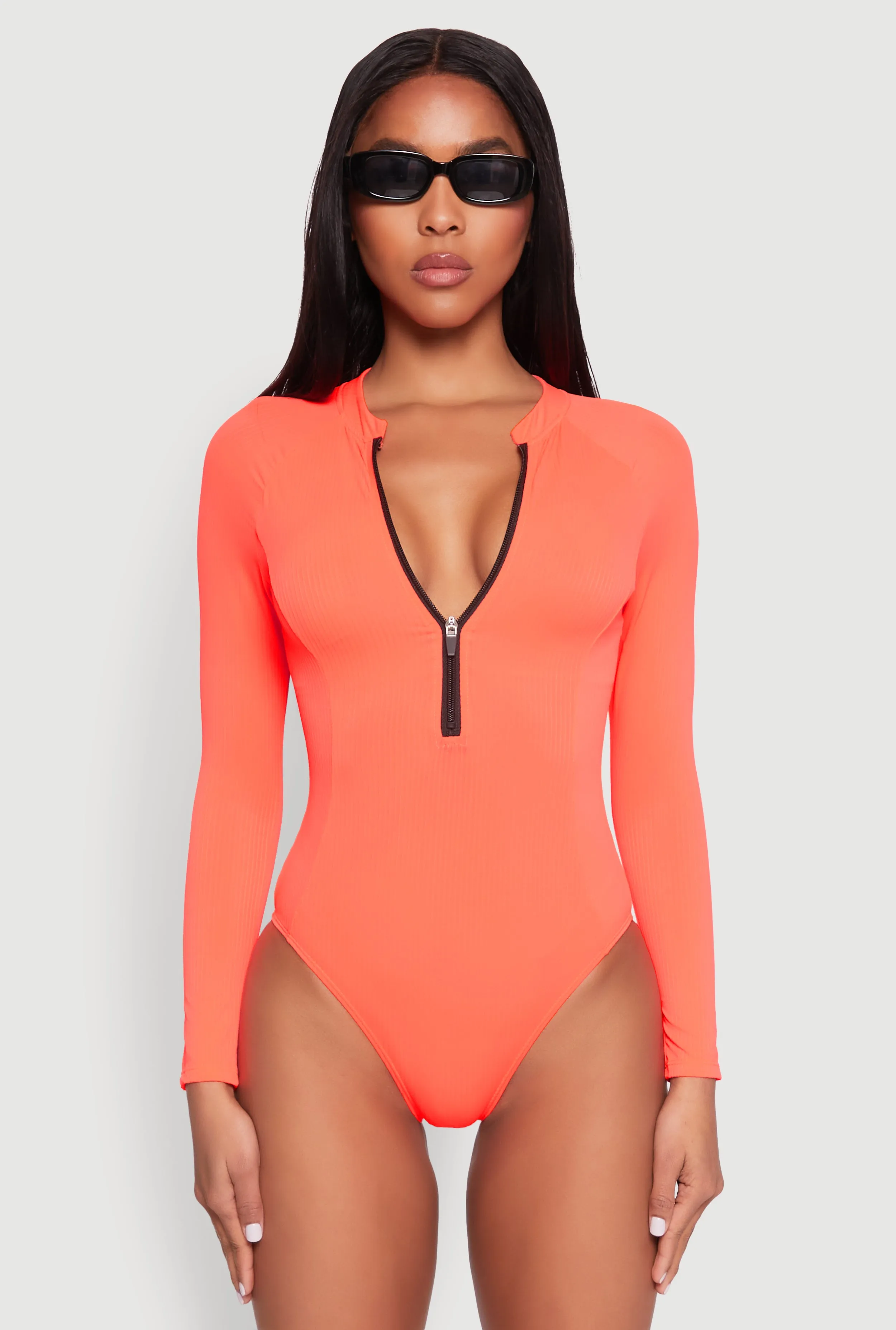 Zip Front Rash Guard One Piece Swimsuit sold by Rainbow product image thumbnail 2