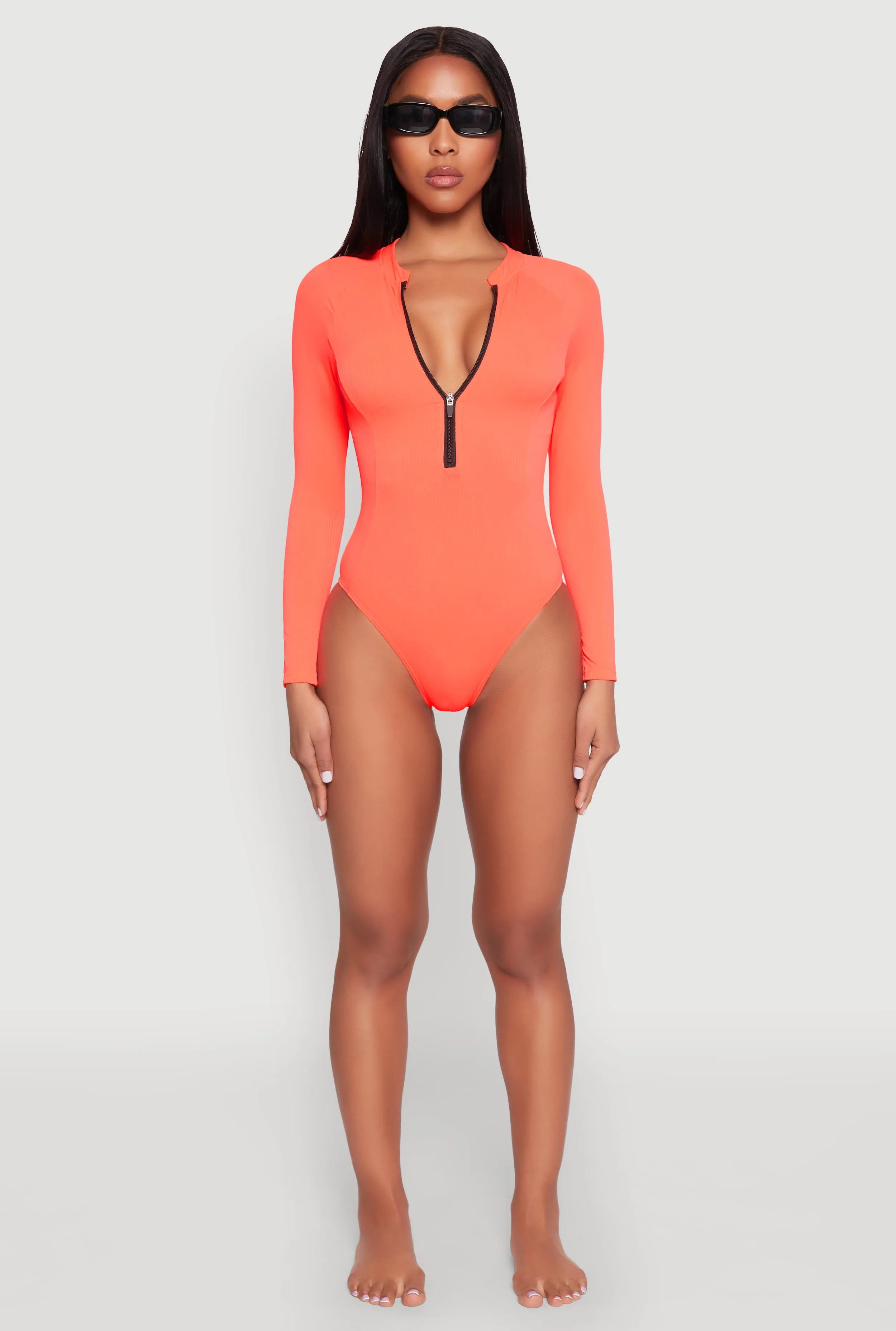 Zip Front Rash Guard One Piece Swimsuit sold by Rainbow product image thumbnail 3