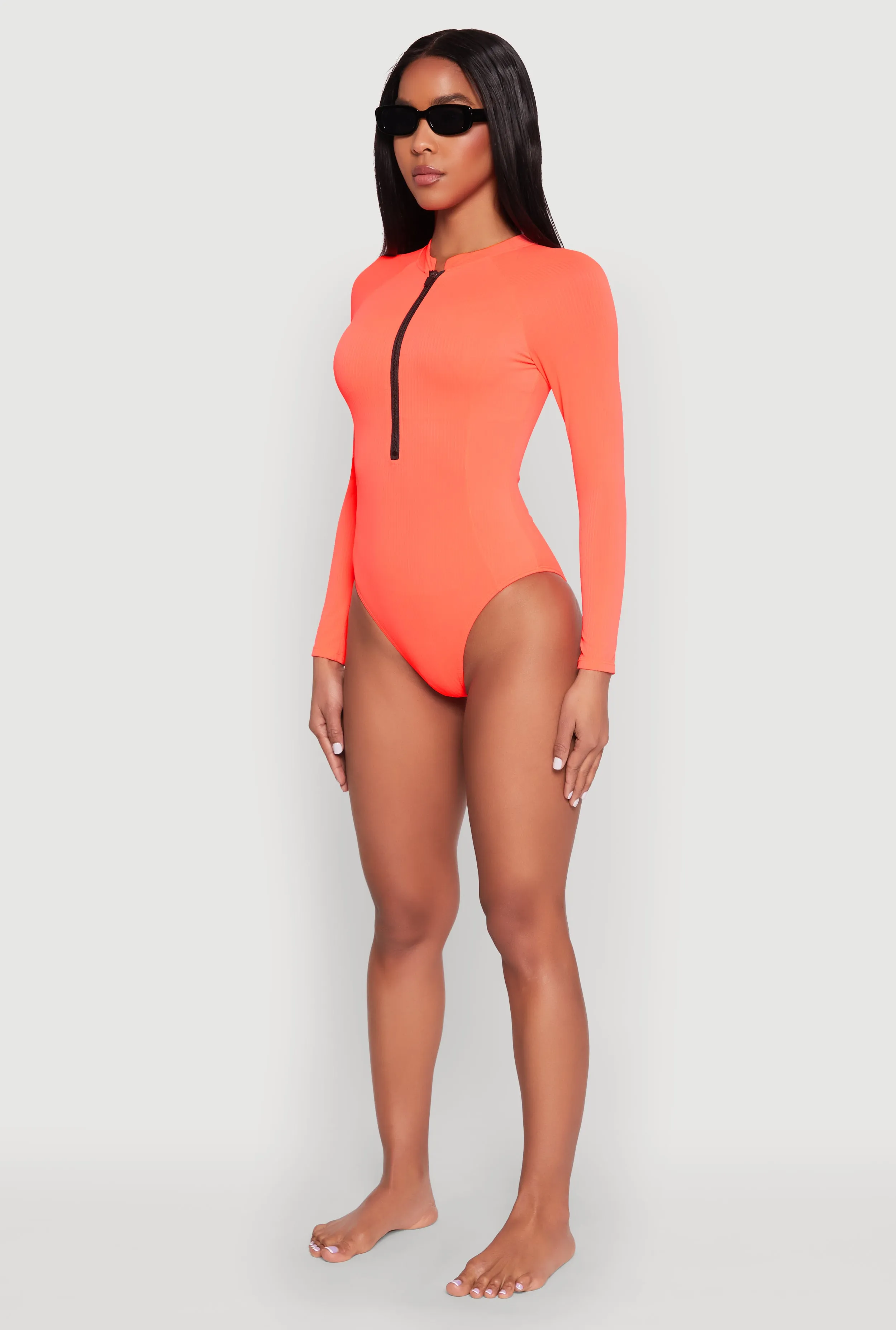 Zip Front Rash Guard One Piece Swimsuit sold by Rainbow product image thumbnail 5