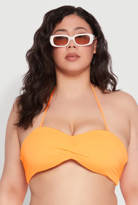 Plus Size Twist Front Bandeau Bikini Top sold by Rainbow