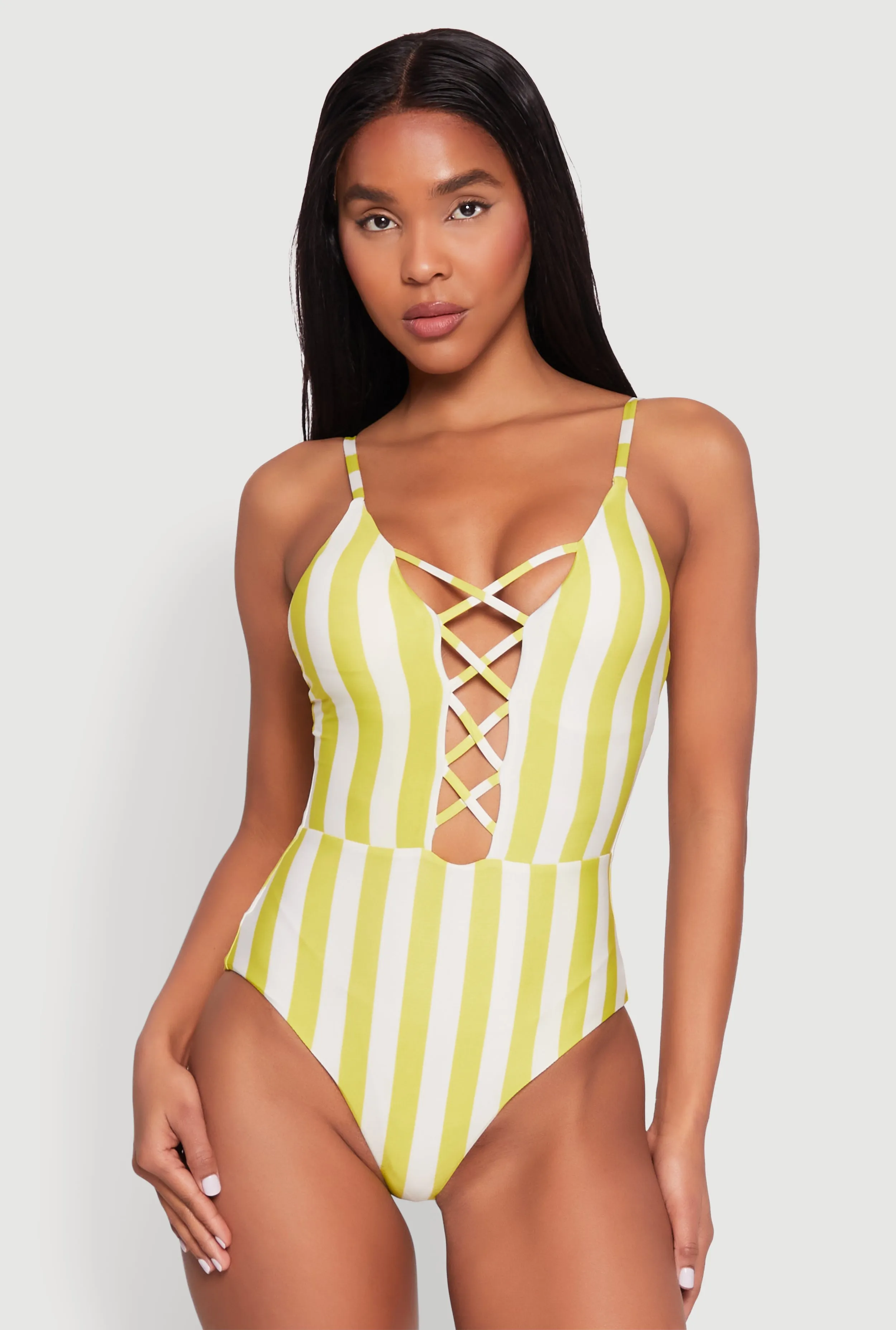 Striped Caged Front One Piece Swimsuit sold by Rainbow product image thumbnail 2