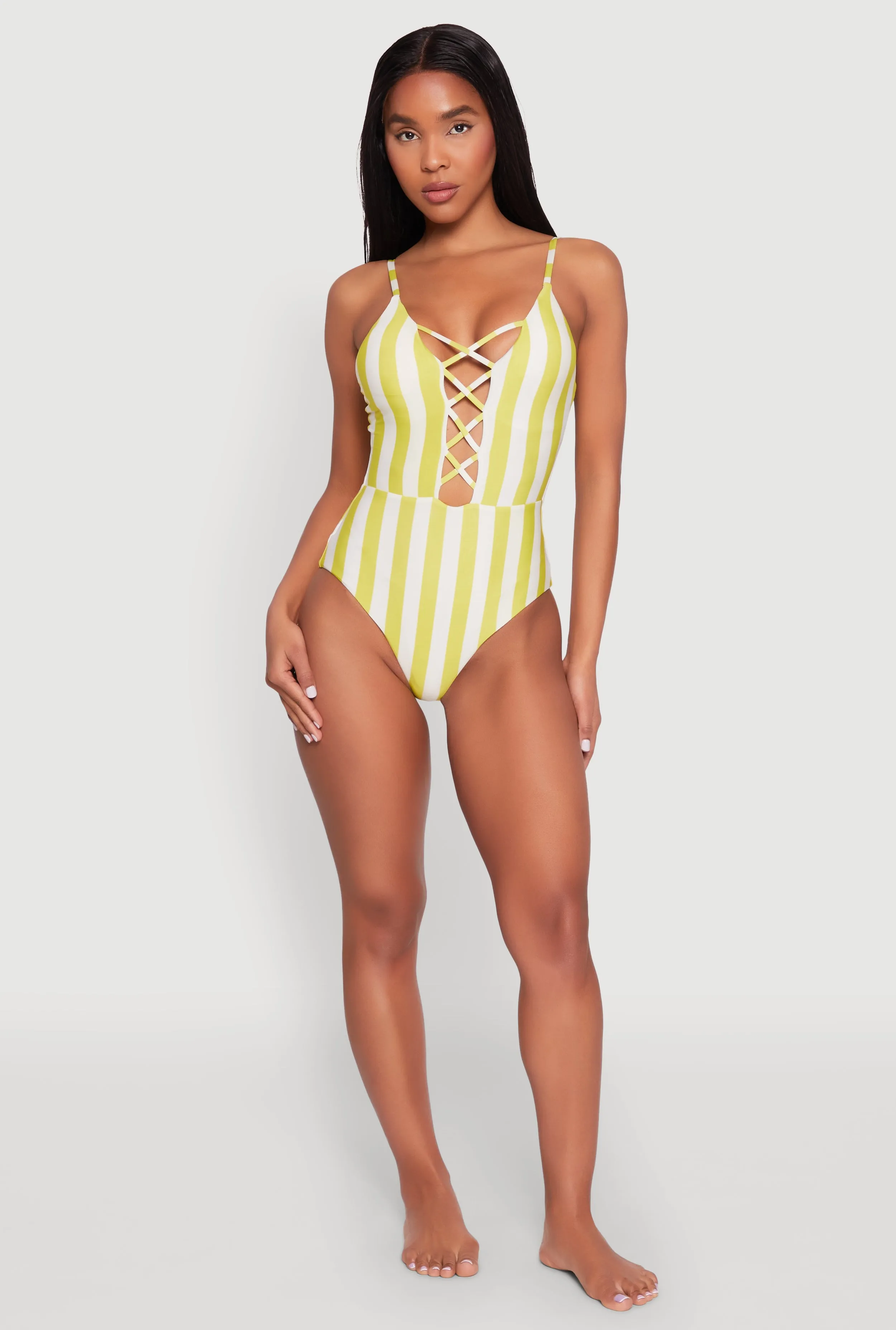Striped Caged Front One Piece Swimsuit sold by Rainbow product image thumbnail 3