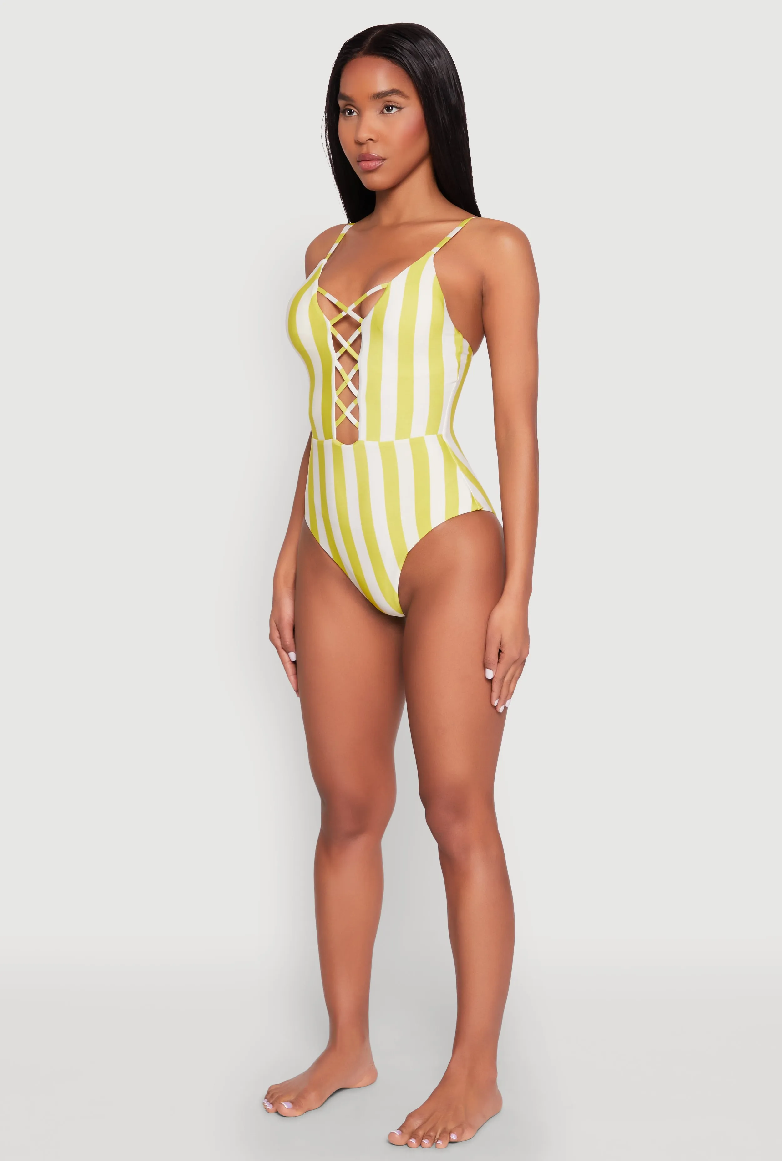 Striped Caged Front One Piece Swimsuit sold by Rainbow product image thumbnail 5
