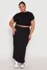 Plus Size Fleece Toggle Drawstring Waist Skirt sold by Rainbow
