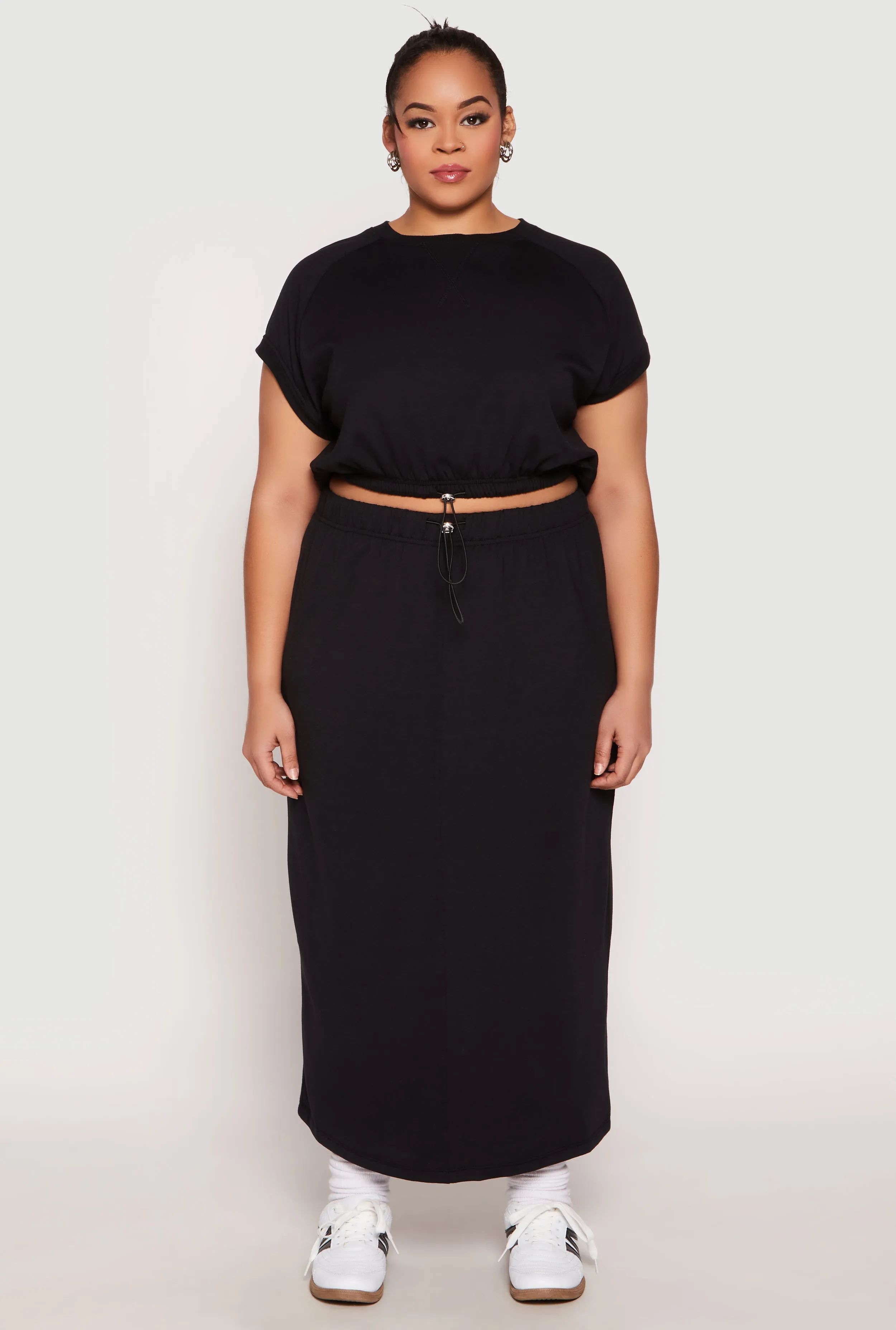 Plus Size Fleece Toggle Drawstring Waist Skirt sold by Rainbow